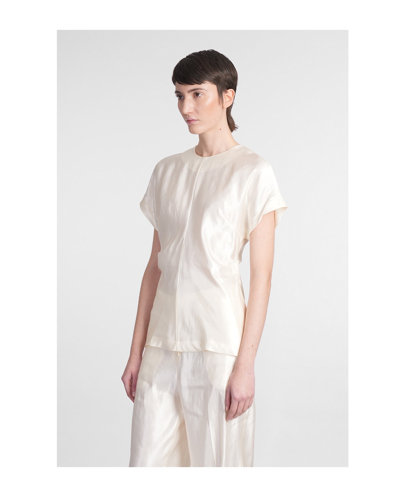 Loulou Studio Pero Blouse In Beige Linen - beige