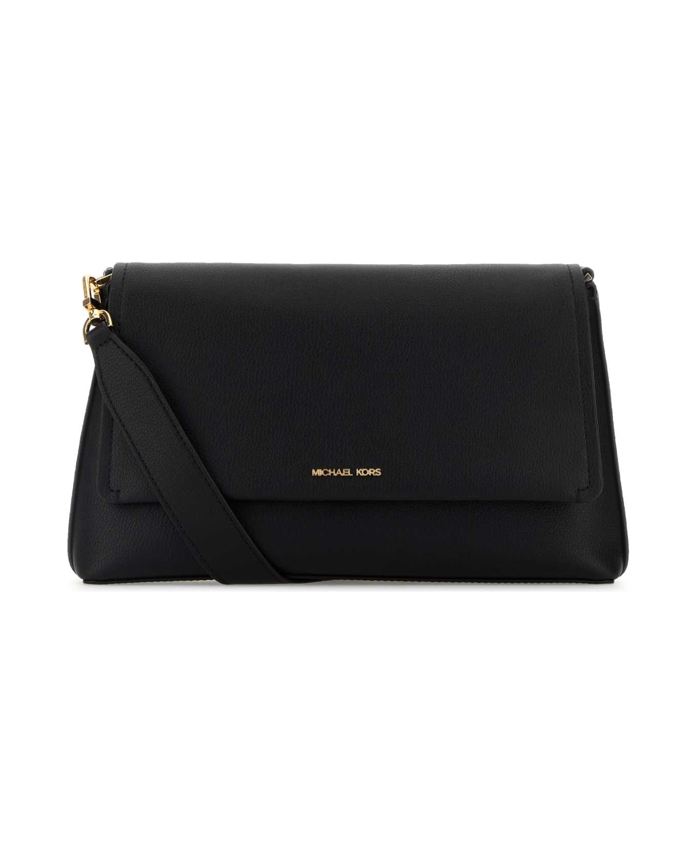 Michael Kors Black Leather Nessa Crossbody Bag - BLACK