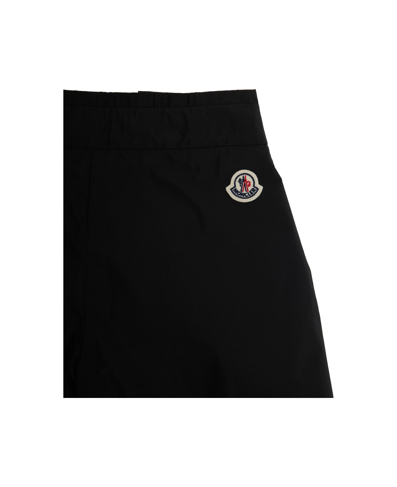 Moncler Black Shorts With Logo Patch On The Back In Techl Fabric Girl - Black