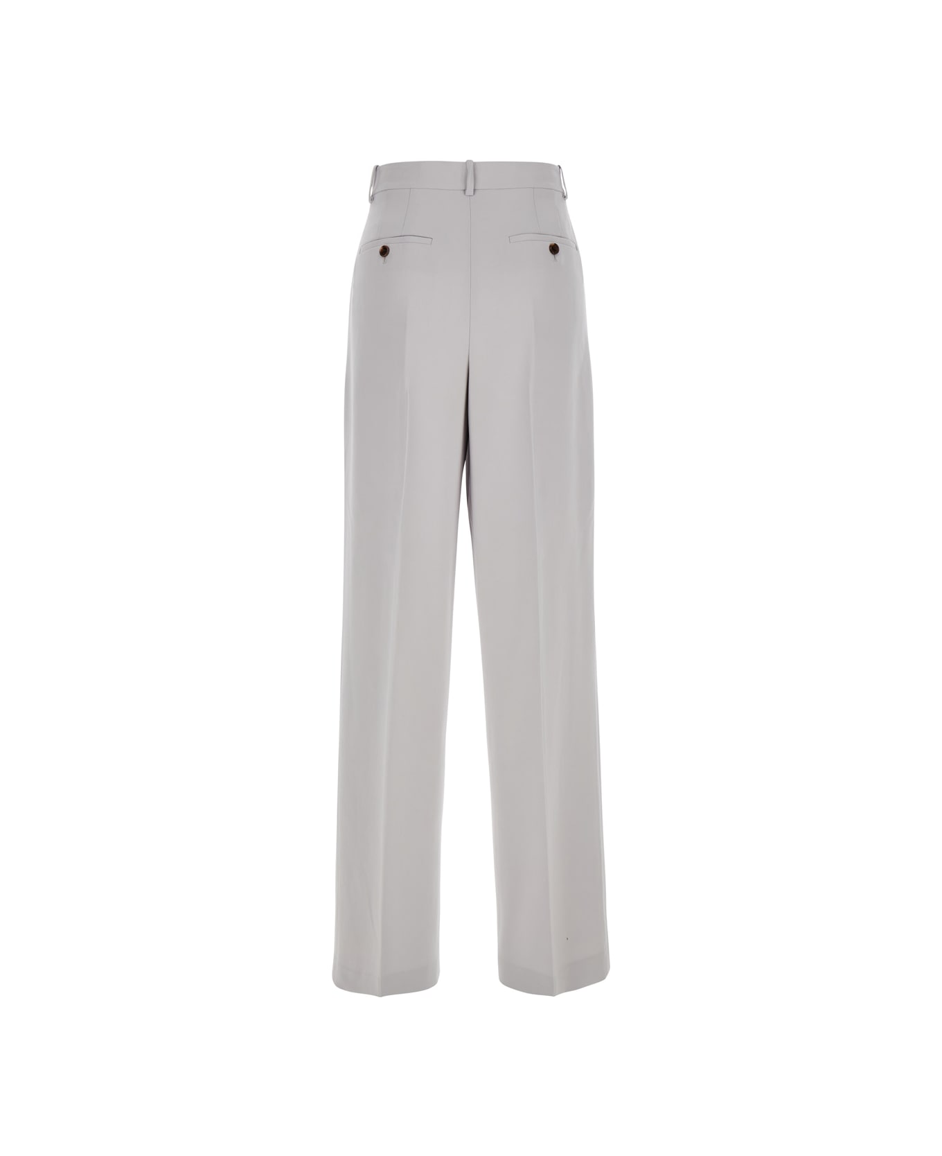 Theory Metallic Pants With High Waist And Front Pences In Tech Fabric Woman - GREY