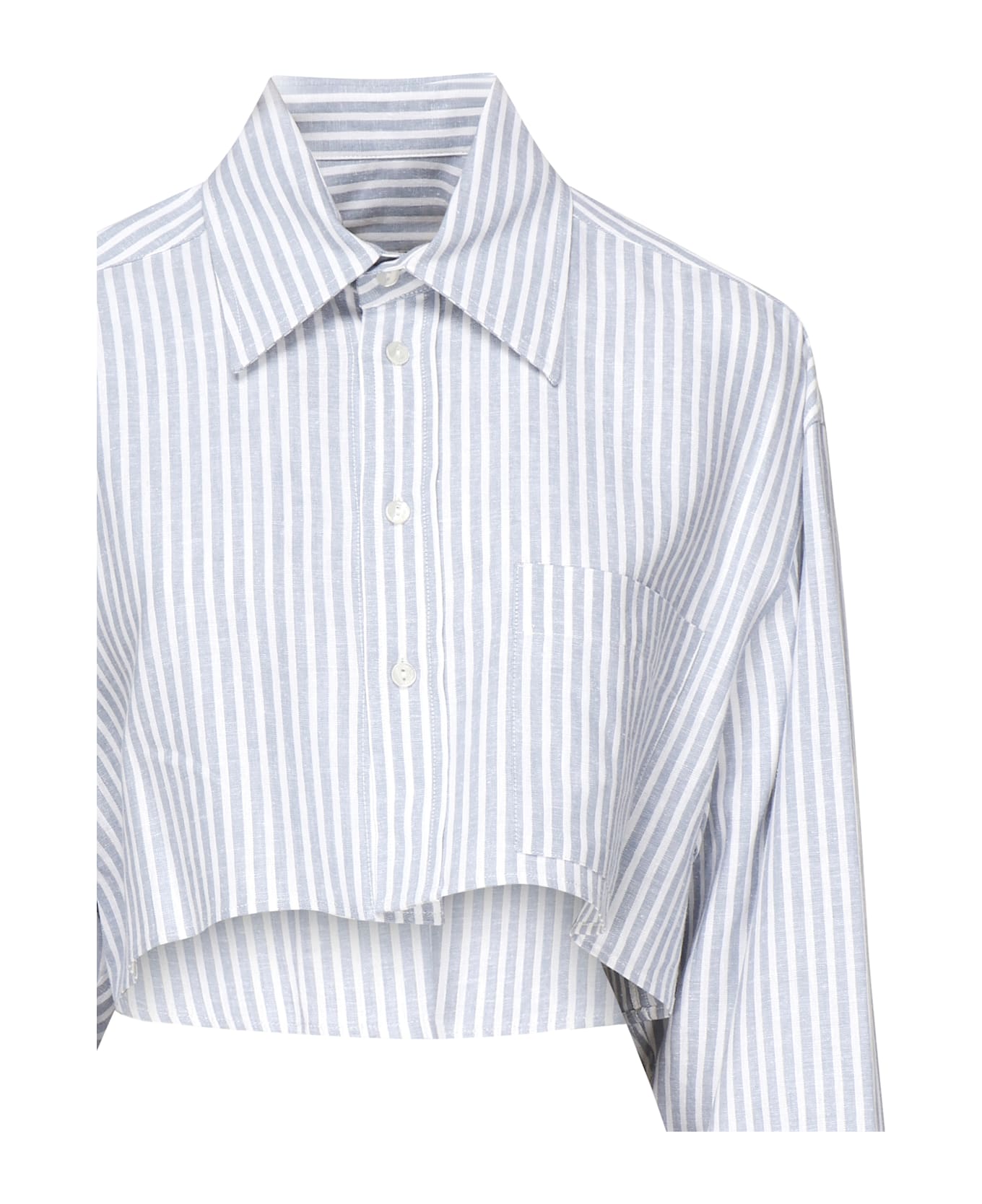 Nineminutes Striped Cropped Shirt - White/light blue
