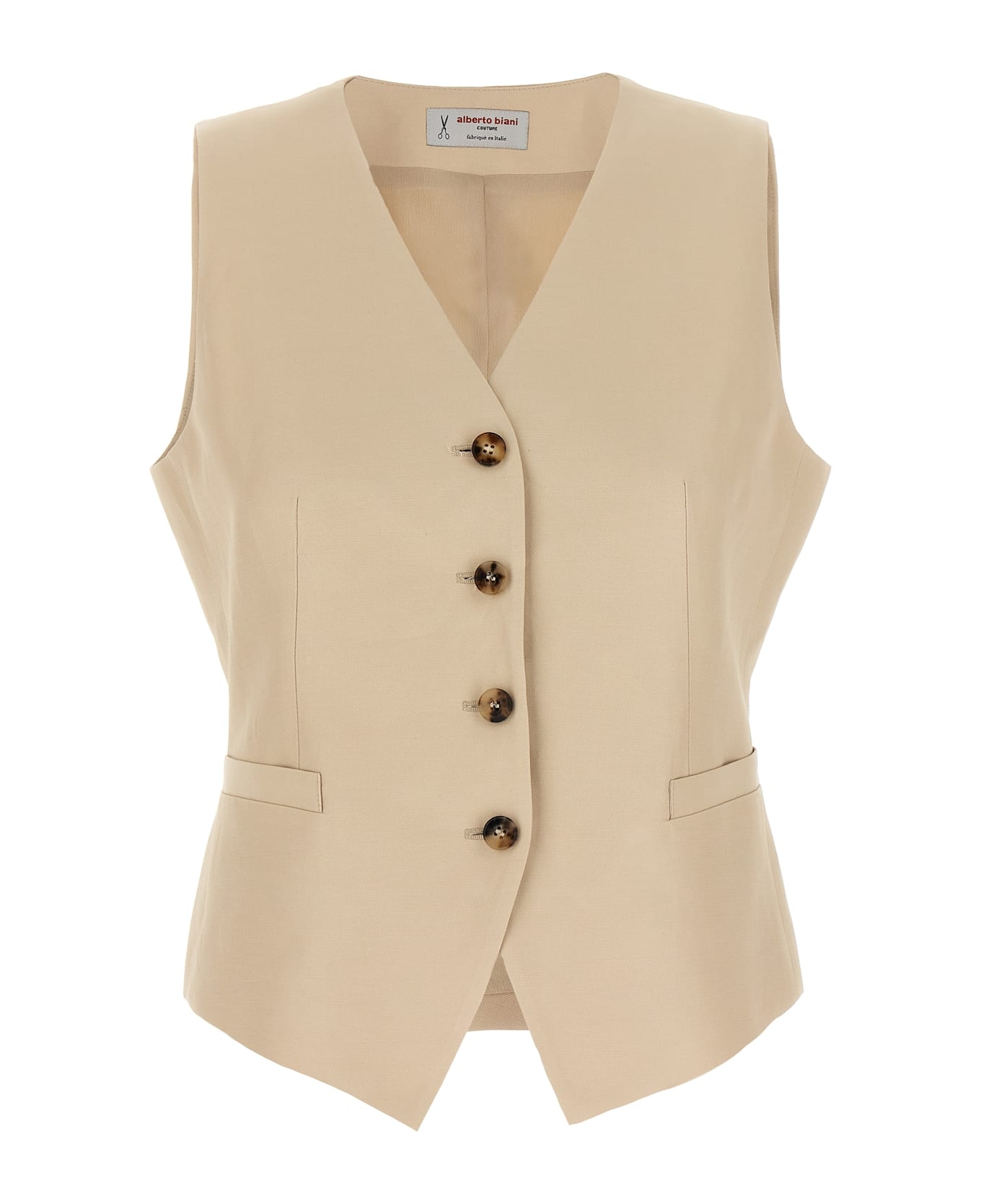 Alberto Biani Linen Viscose Vest - Beige