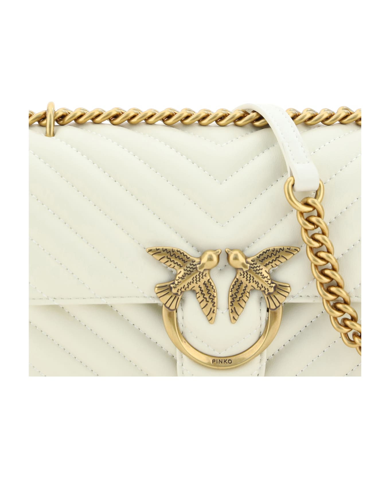 Pinko Mini Love Shoulder Bag - White