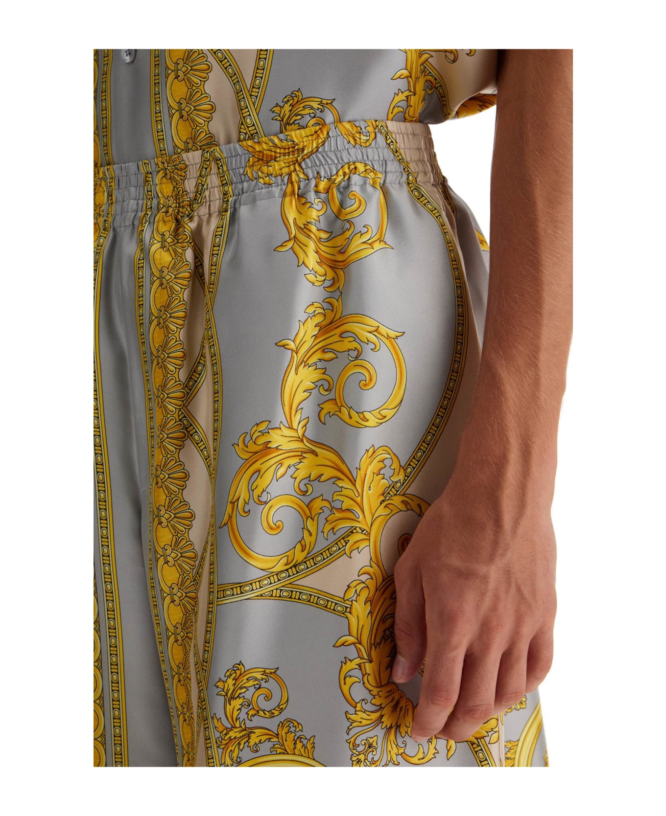 Versace Silk Bermuda Shorts 'cup Of - Gold