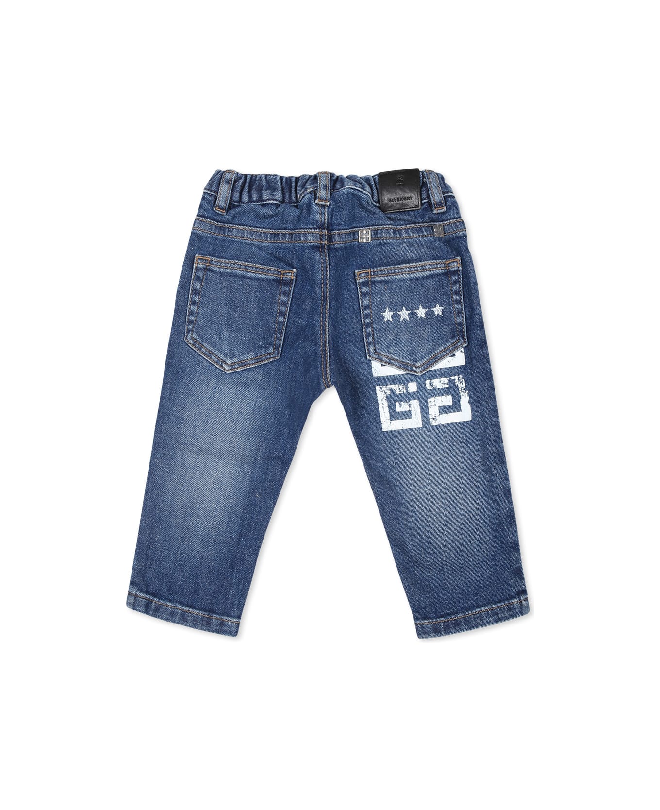 Givenchy Blue Jeans For Babykids With 4g Motif And Stars - Denim