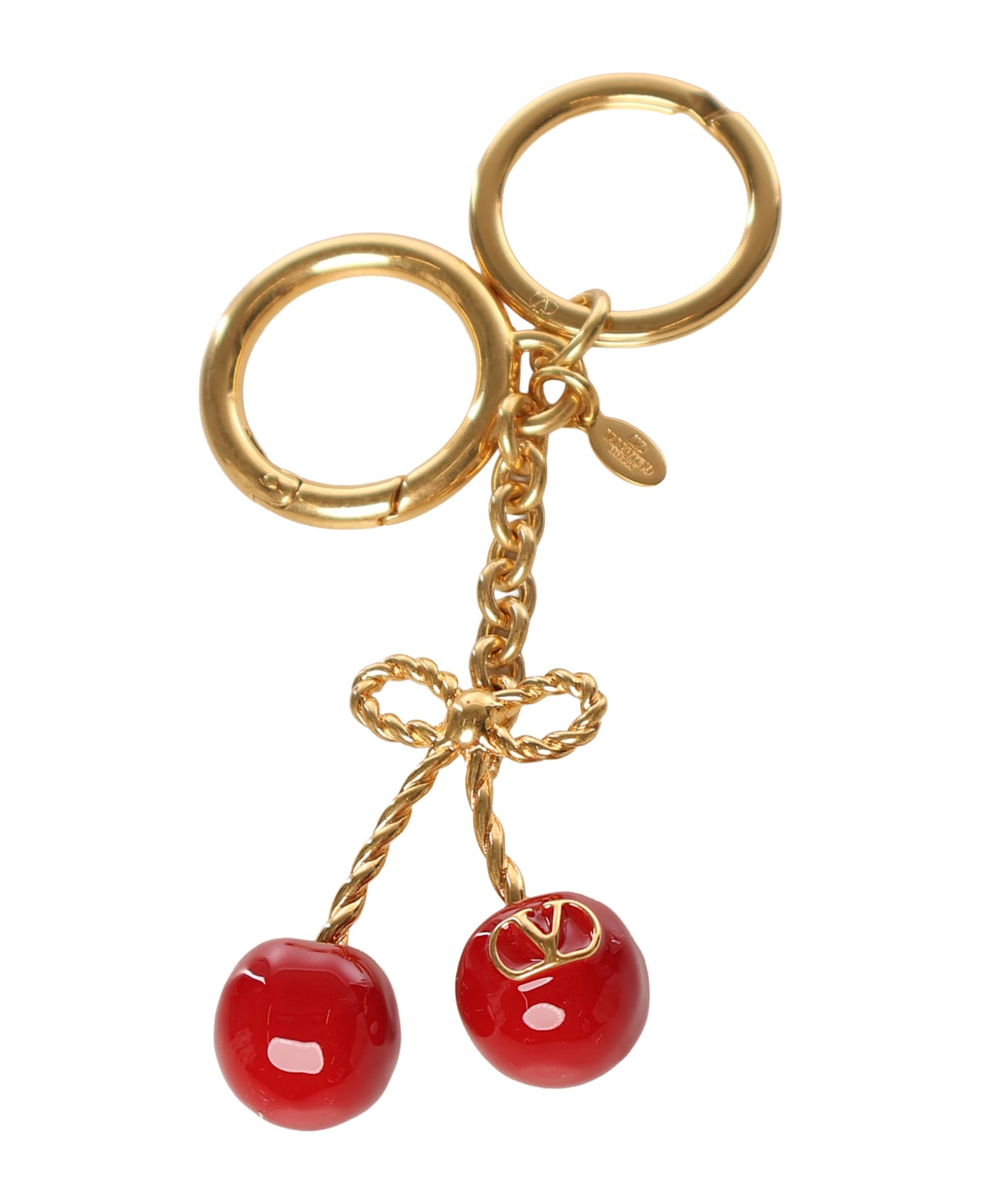 Valentino Garavani Cherryfic Bag Charm With Keychain - ANTIQUE BRASS/RED