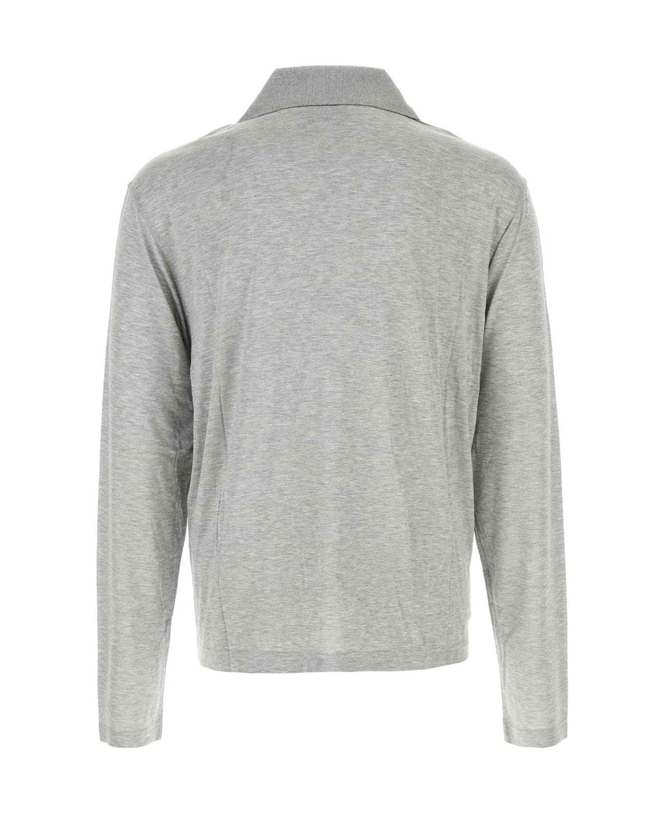 Ami Alexandre Mattiussi Grey Viscose Blend Polo Shirt - HEATHERGREY