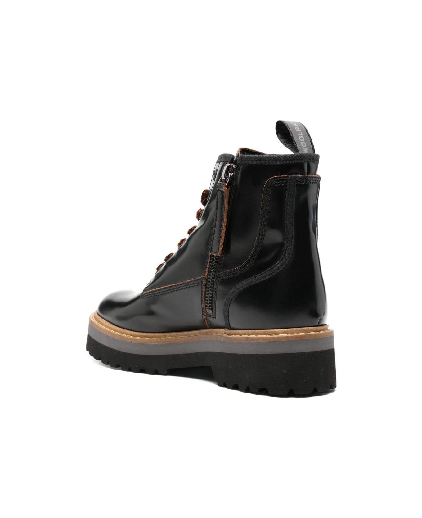 Woolrich Leather Lace Up Boots - Black