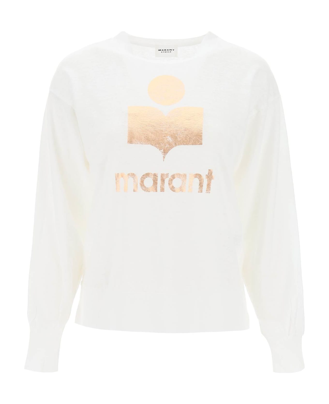 Marant Étoile Klowia T-shirt With Metallic Logo Print - WHITE ROSEGOLD (White)