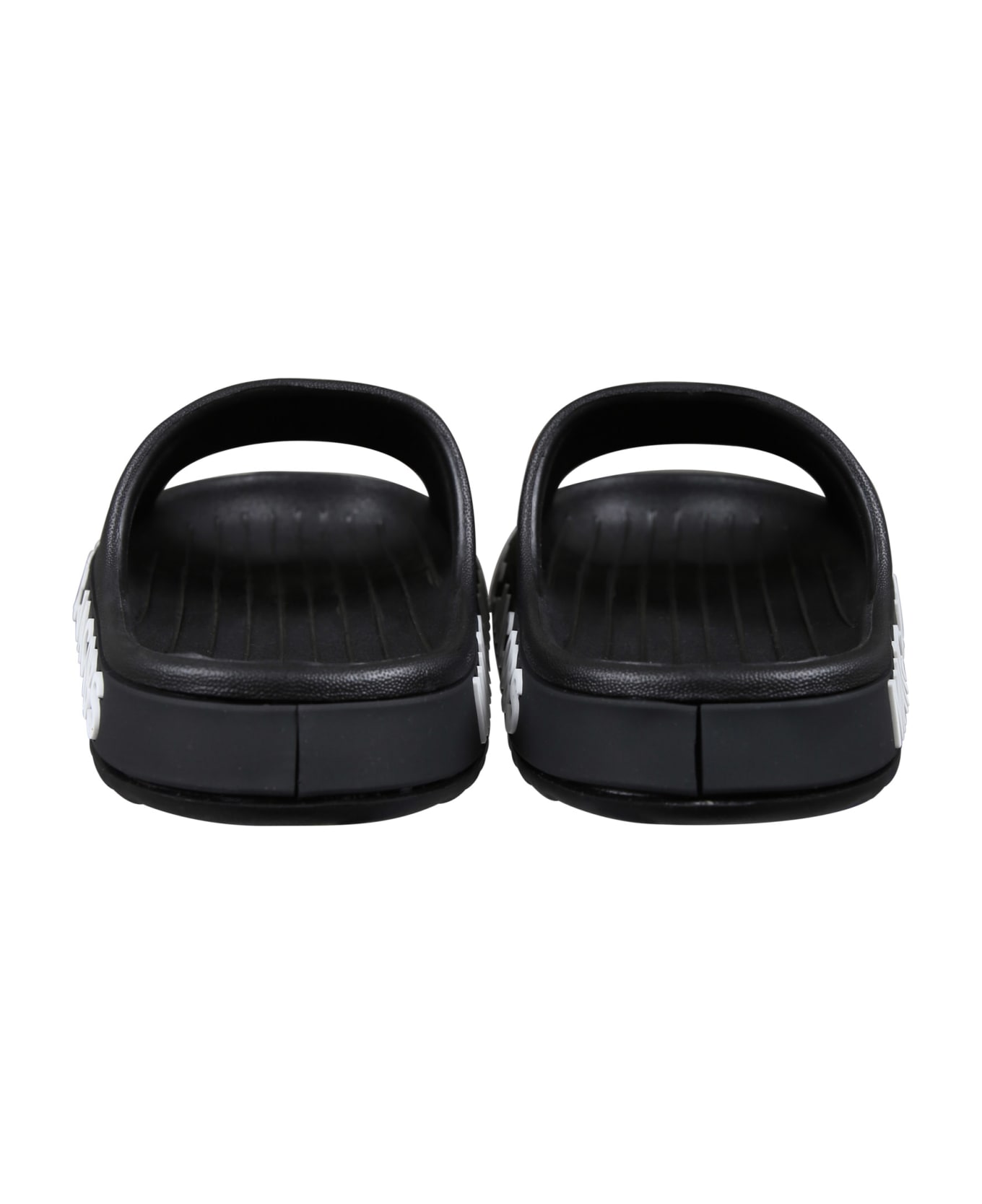 Little Marc Jacobs Black Slippers For Kids With Logo - Nero