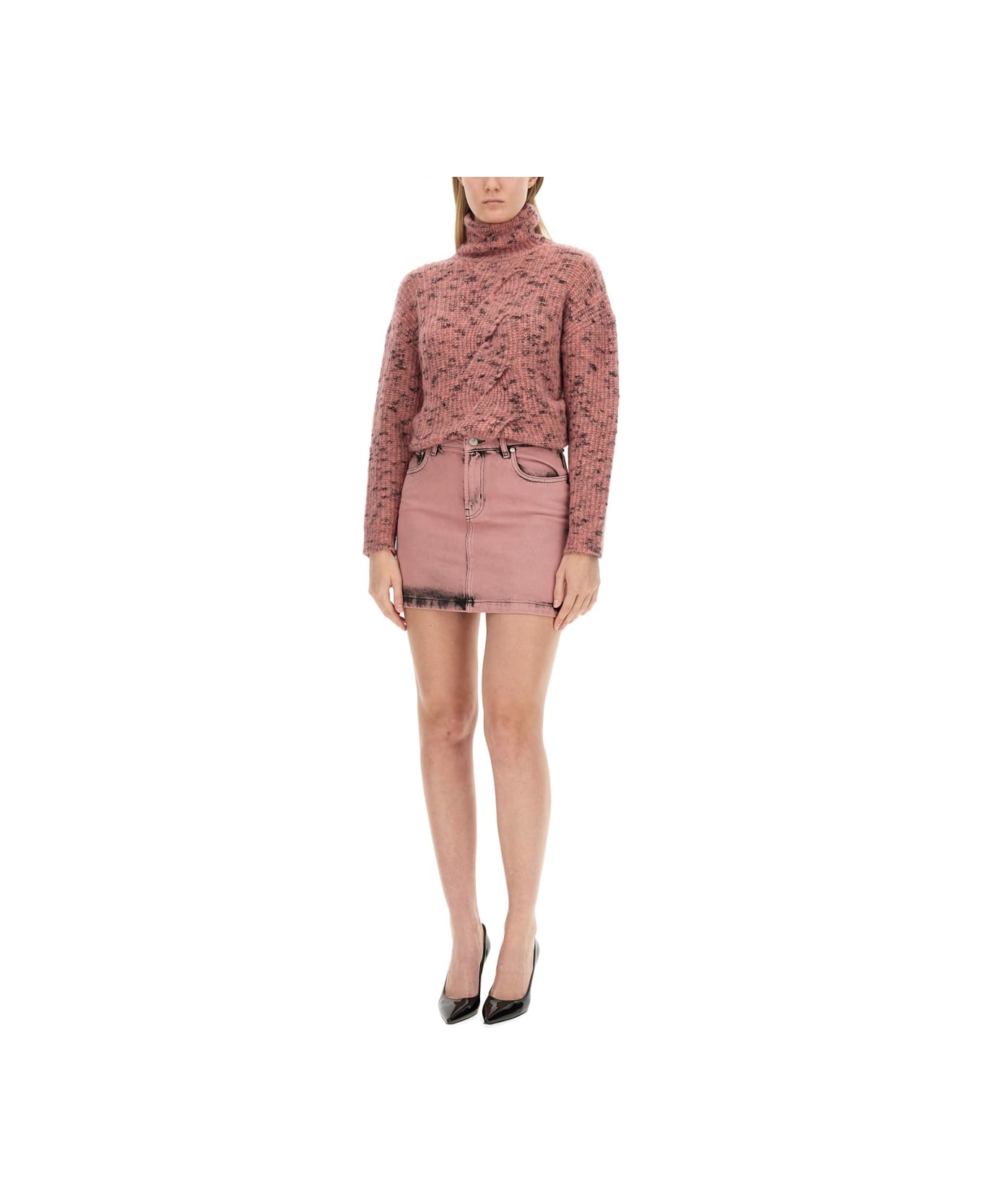 M05CH1N0 Jeans Pink Wool Blend Turtleneck Sweater - PINK