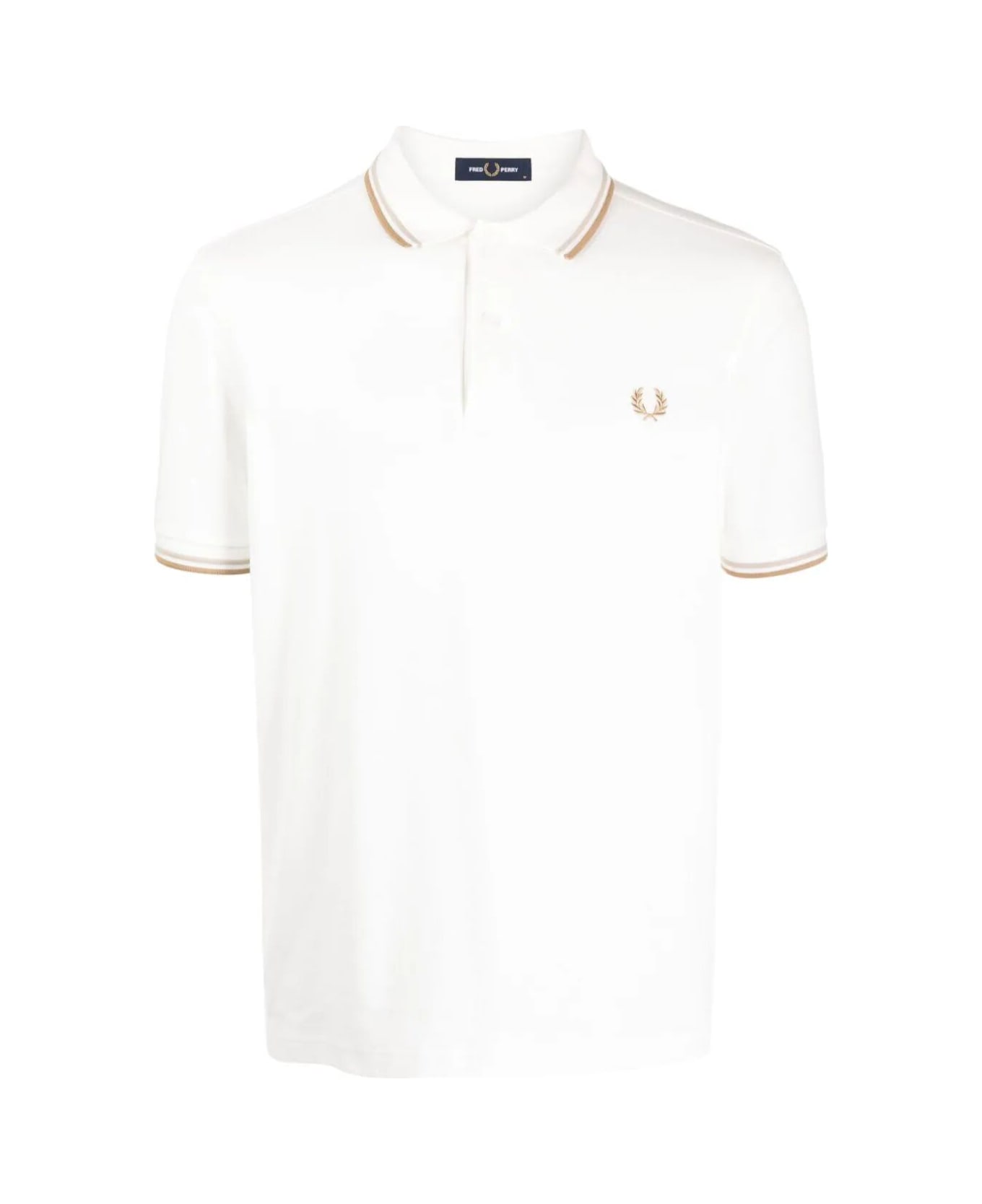 Fred Perry Fp Twin Tipped Shirt - Snowh Oat Wstone