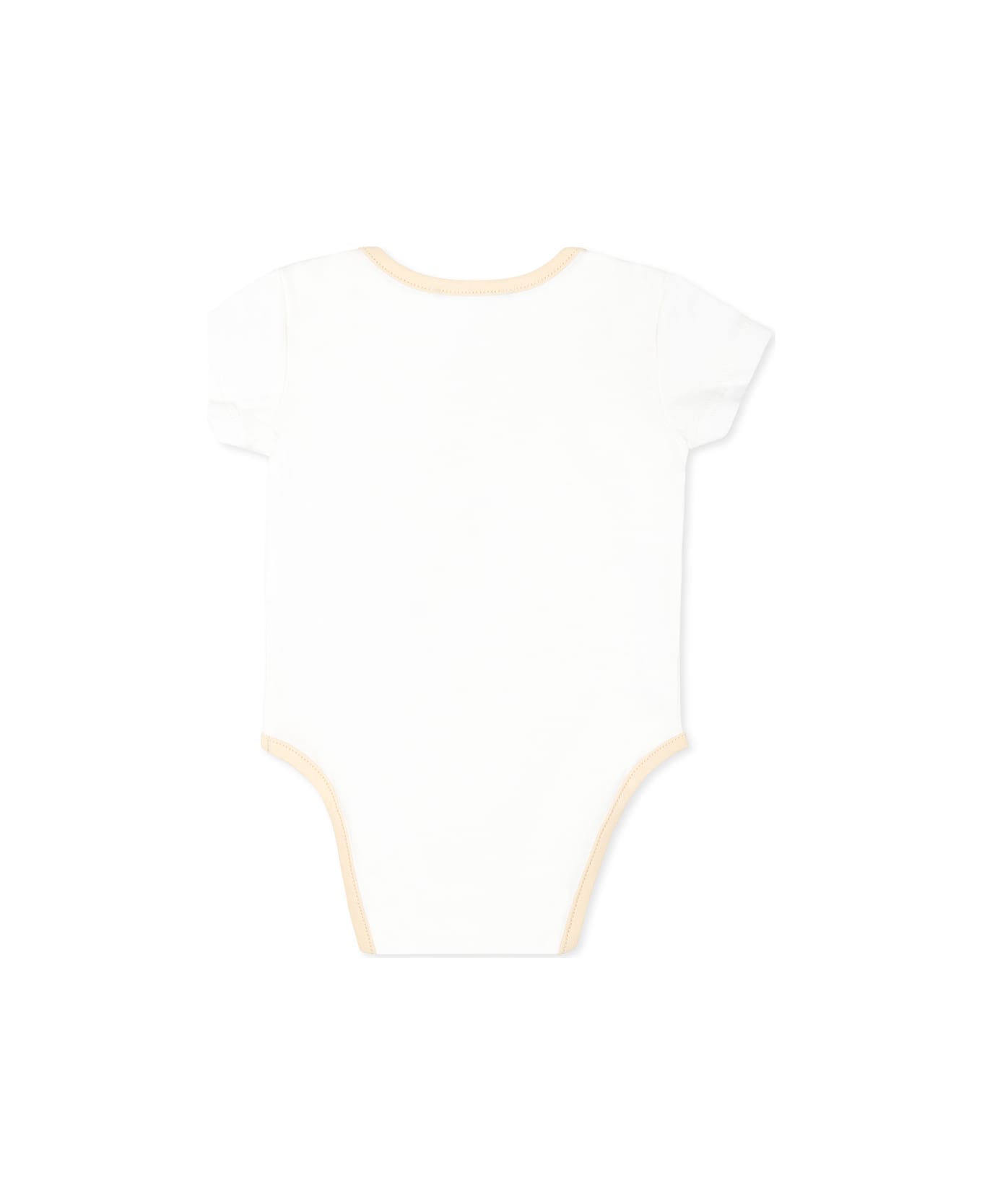 Moschino Ivory Bodysuit Set For Babykids With Teddy Bear - Ivory