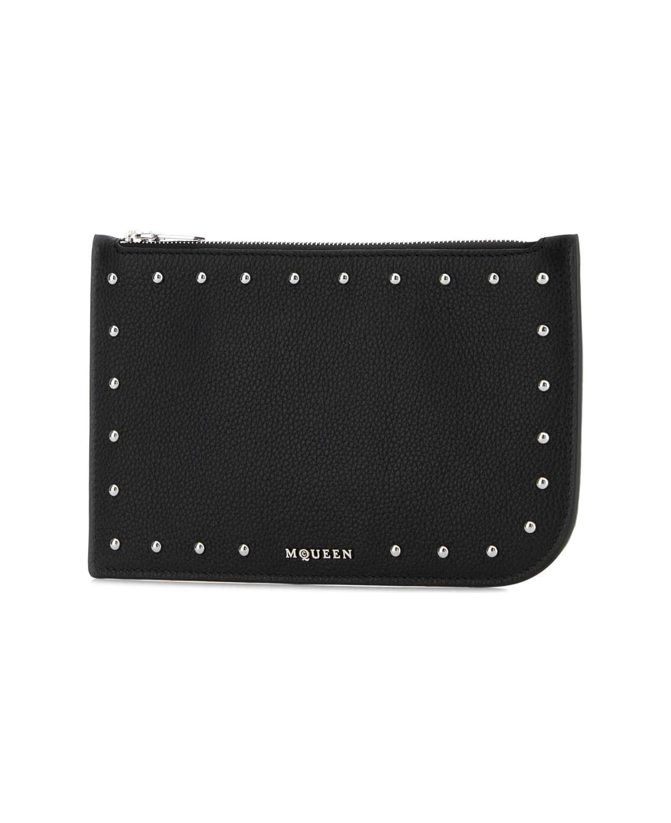 Alexander McQueen Black Leather Pouch - BLACKSILVER