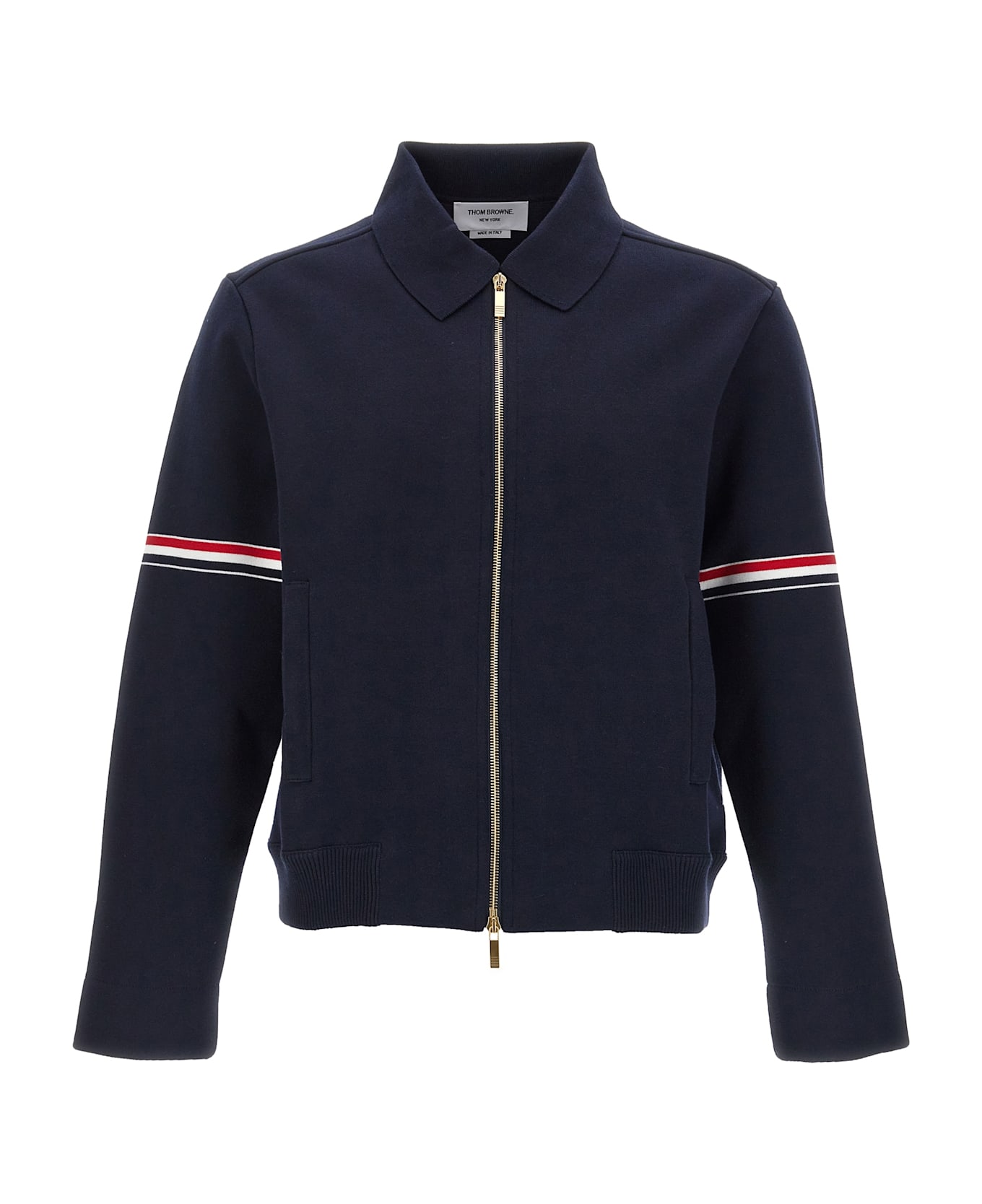 Thom Browne Navy Cotton Bomber Jacket - Blue