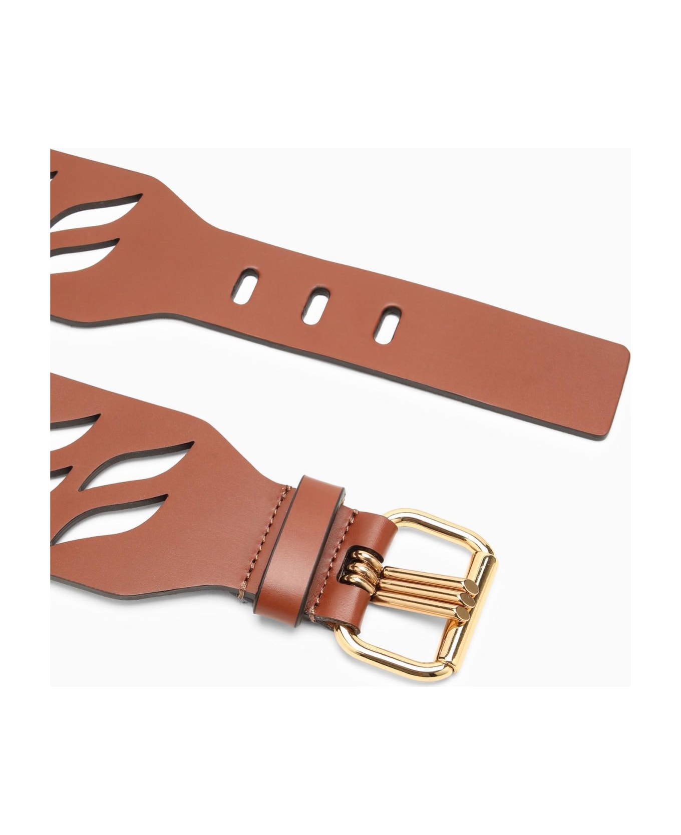 Etro Brown Perforated Leather Belt - Marrone