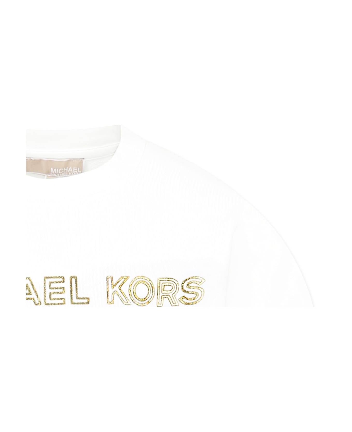 Michael Kors White Sweatshirt For Girl With Logo - White