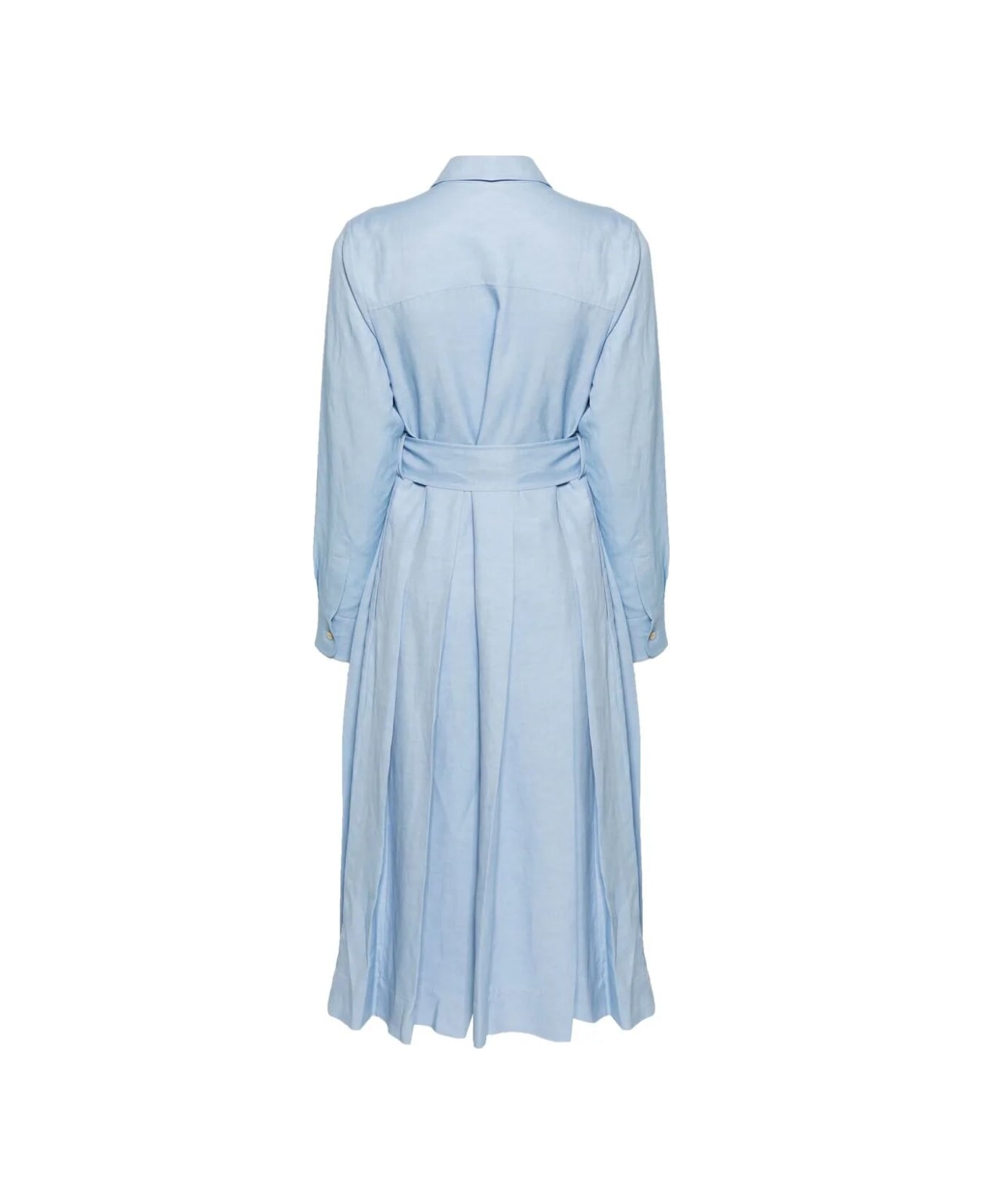 Parosh Long Sleeves Chemisier Dress - Light Blue Dust ワンピース＆ドレス