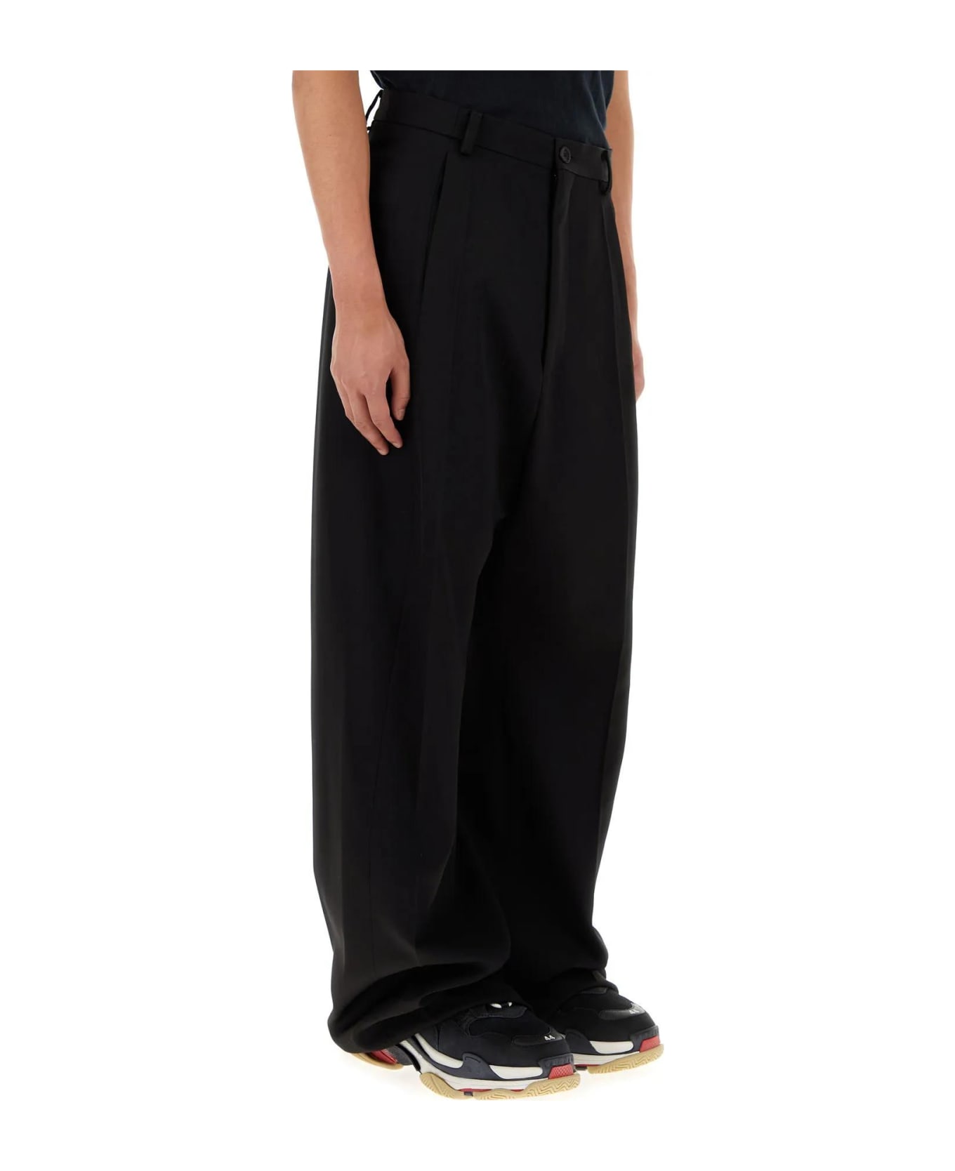 Balenciaga Pants In Black Wool - NERO ボトムス