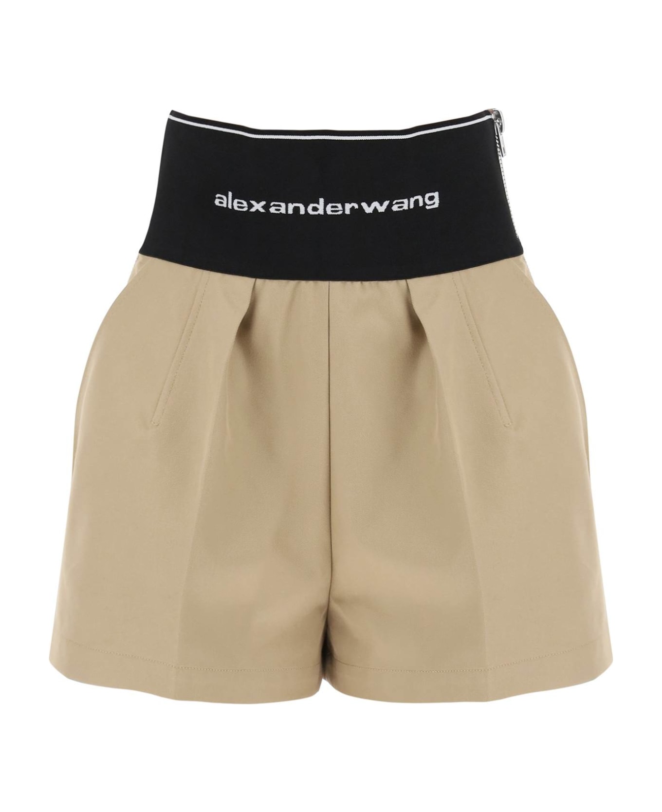 Alexander Wang Cotton And Nylon Shorts With Branded Waistband - CHINO (Beige)