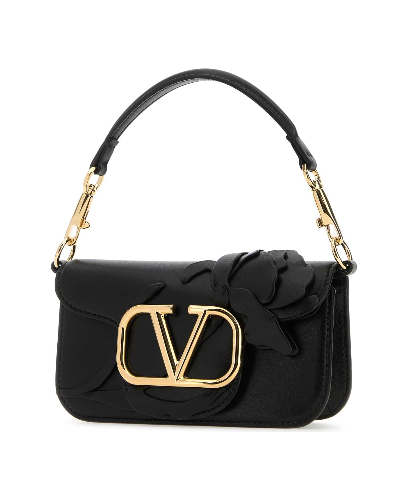 Valentino Garavani Black Leather Locã² Small Handbag - NERO