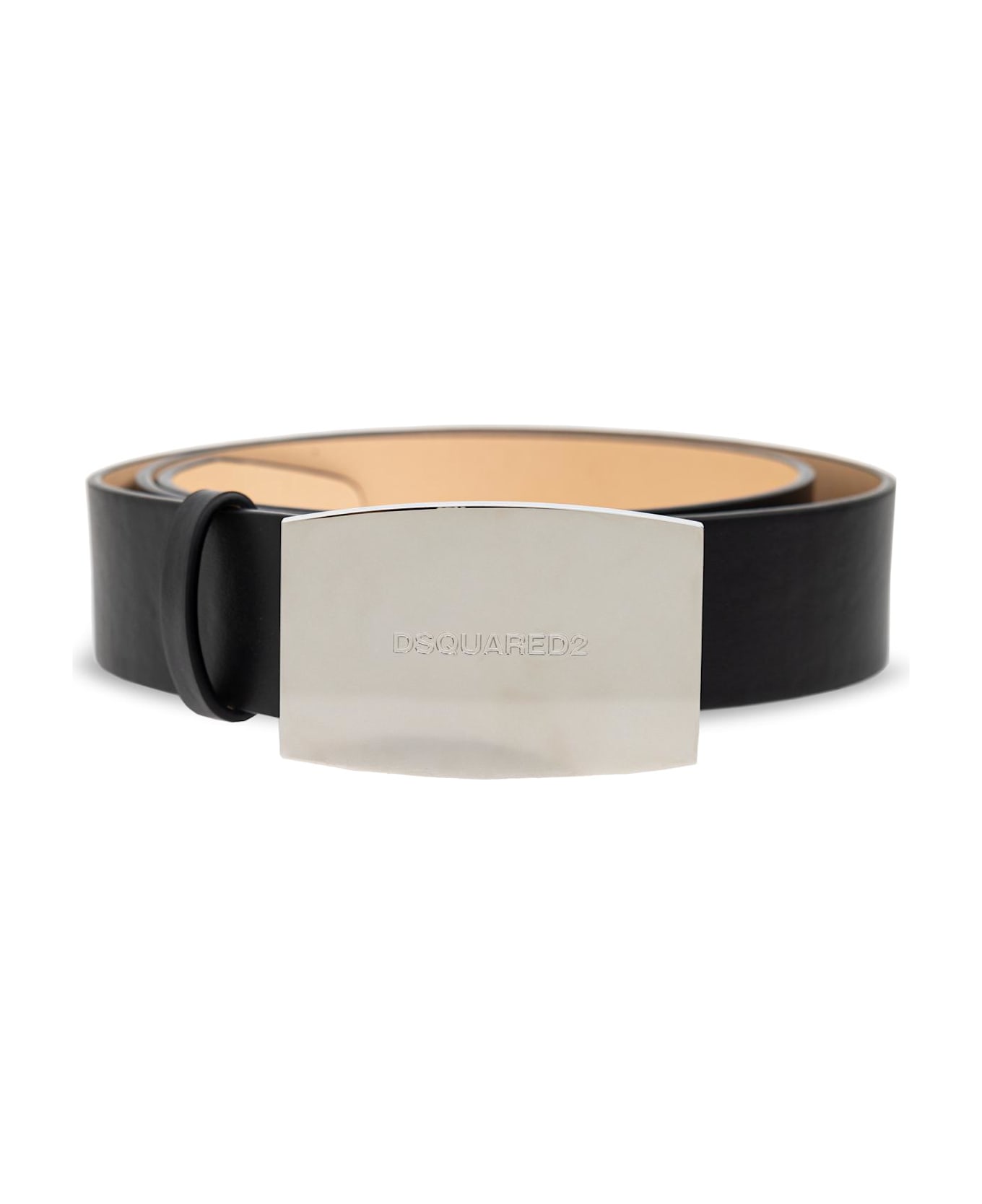 Dsquared2 Logo Engraved Buckle Belt - Black