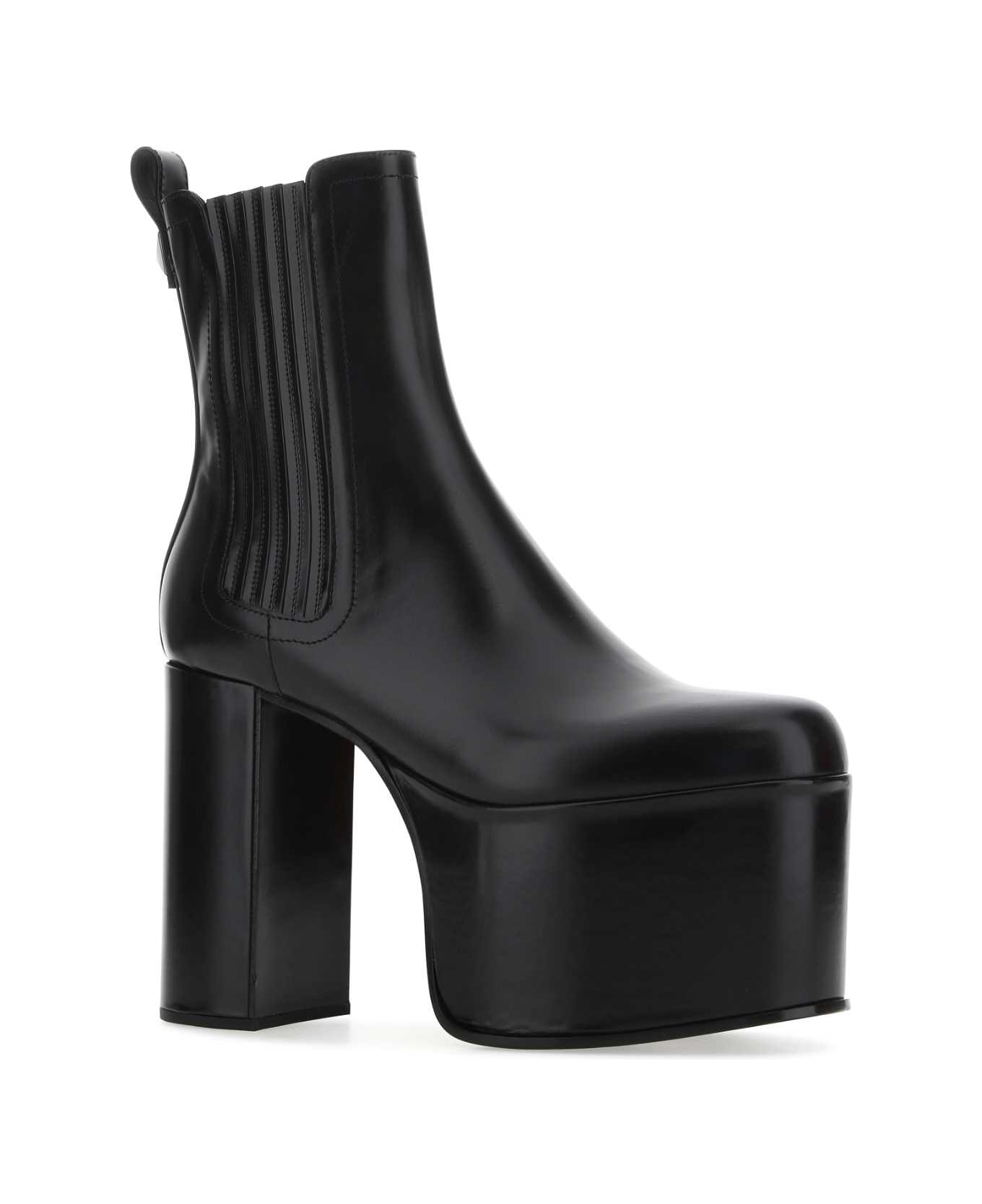 Valentino Garavani Black Leather Club Ankle Boots - 0NO