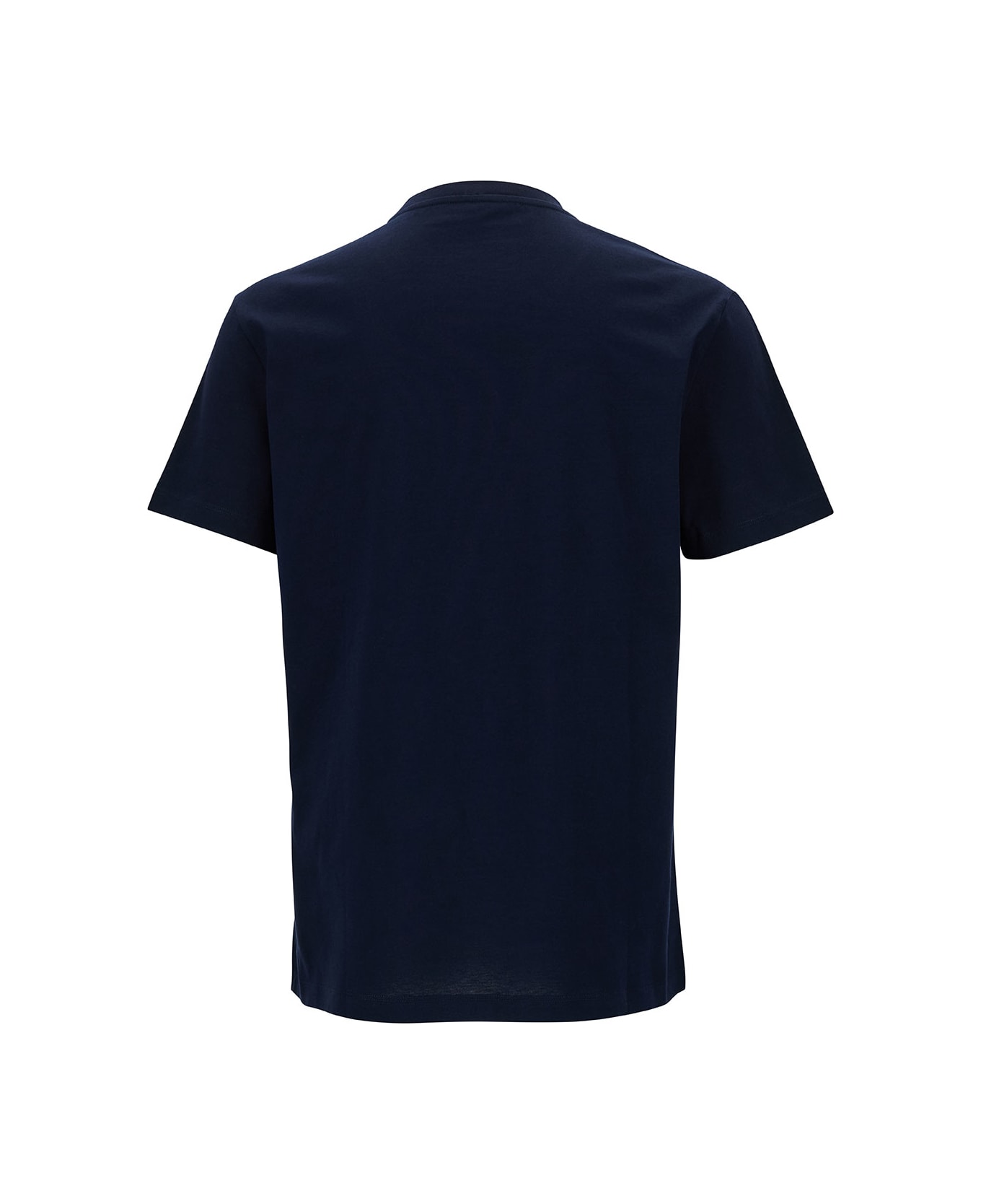 Versace Blue Crewneck T-shirt With 90's Logo Print In Cotton Man - Blu