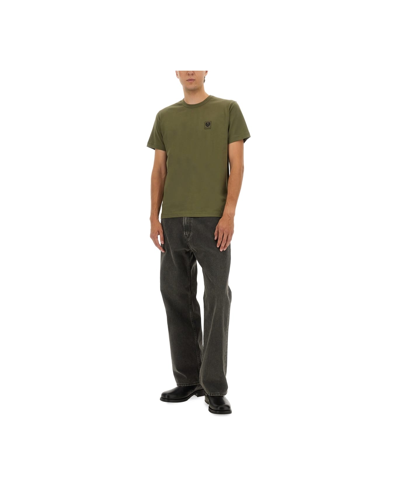 Belstaff T-shirt With Logo Patch - GREEN