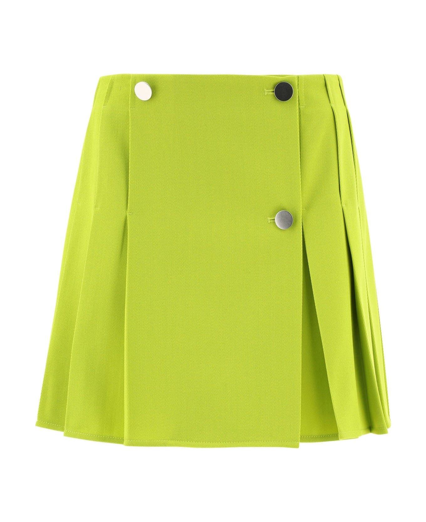Bottega Veneta High Waist Pleated Mini Skirt - GREEN