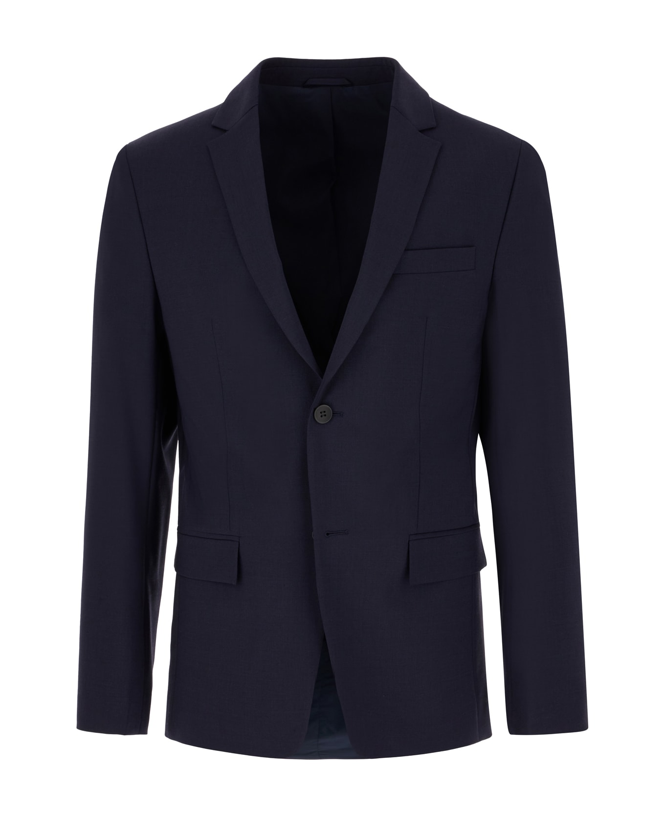 Calvin Klein Navy Blue Stretch Wool Blend Blazer - CHW