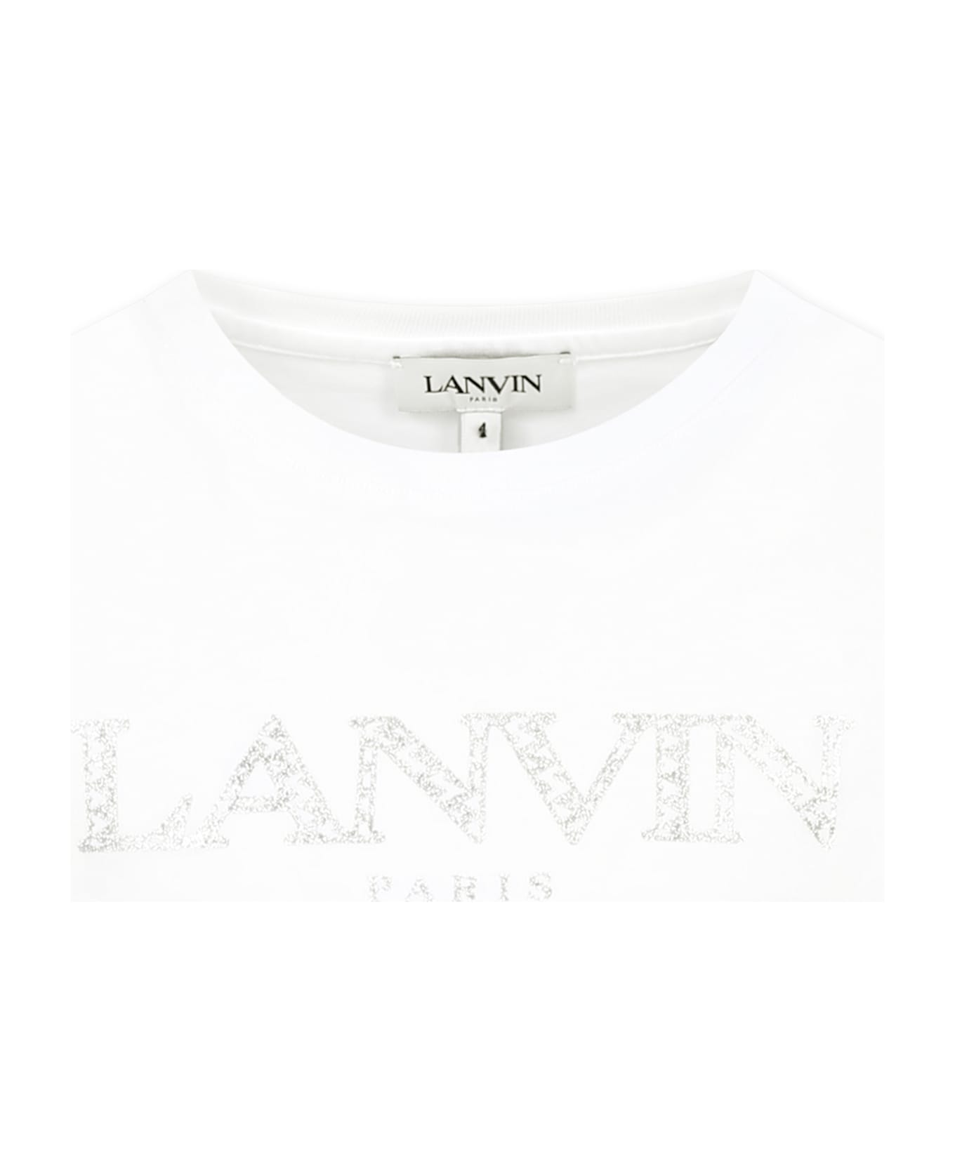 Lanvin White T-shirt For Girl With Logo - White