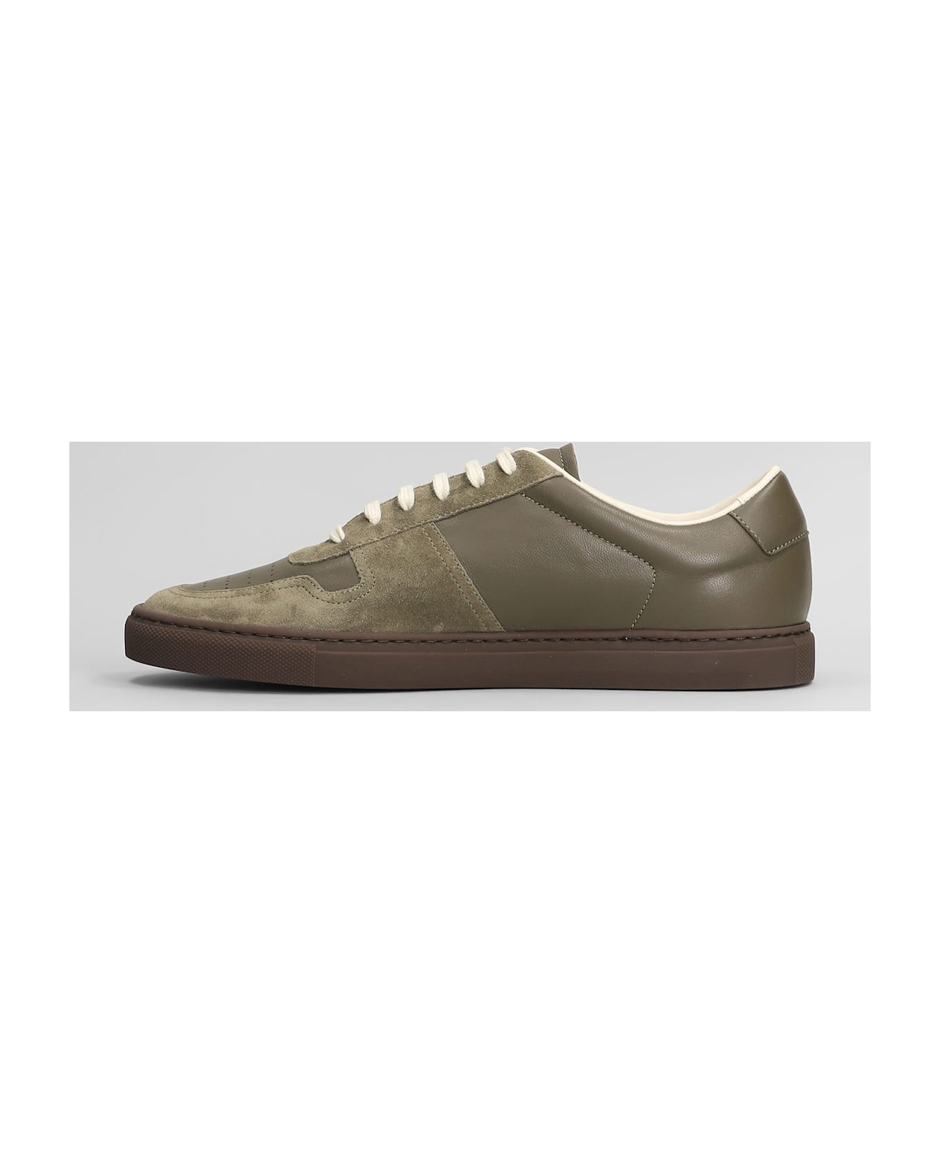 Common Projects Bball Slim Sneakers In Green Suede And Leather - green