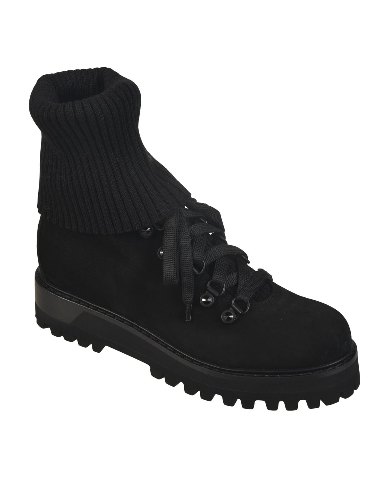 Le Silla Ribbed Lace-up Boots - Black ブーツ