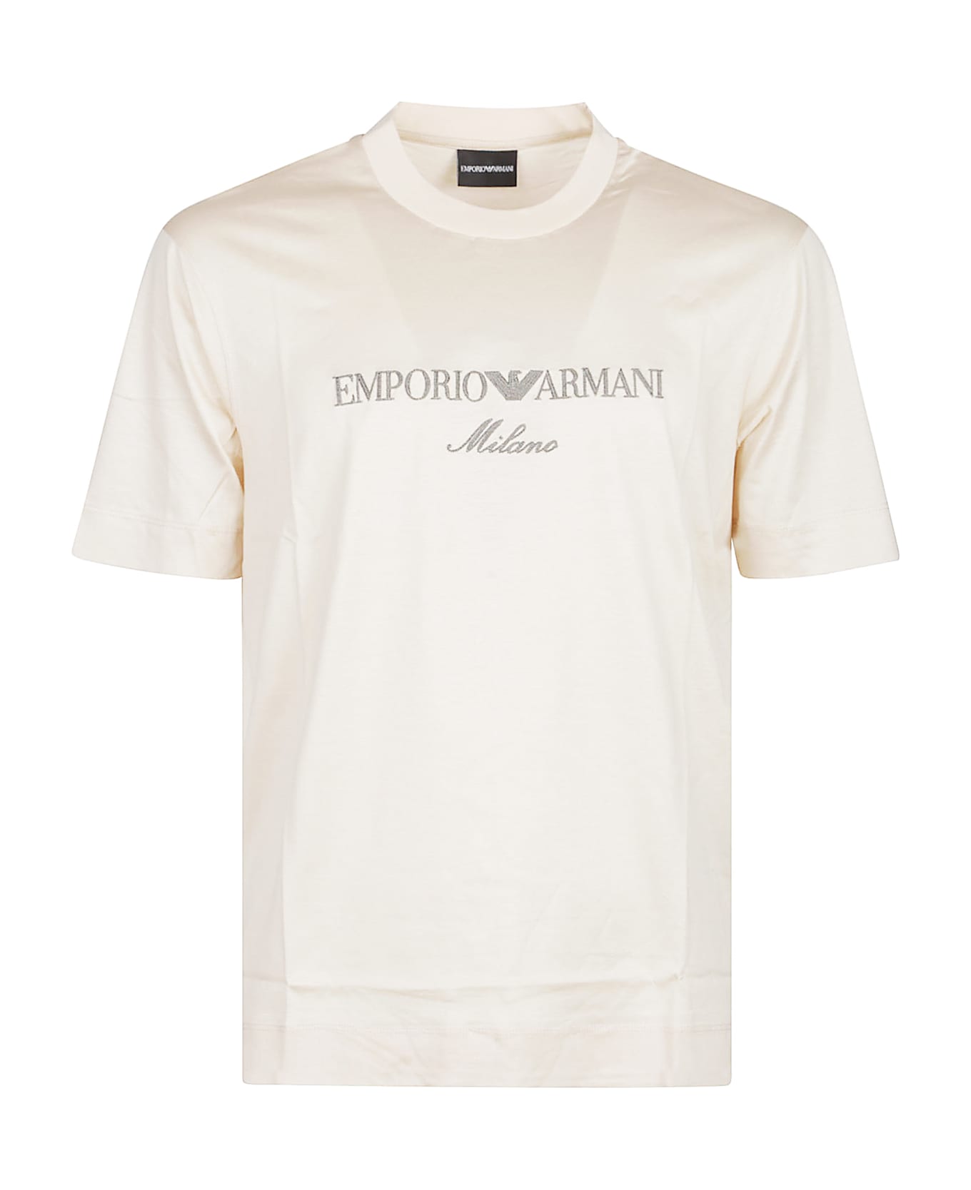 Emporio Armani Embroidered Logo T-shirt - Ecru