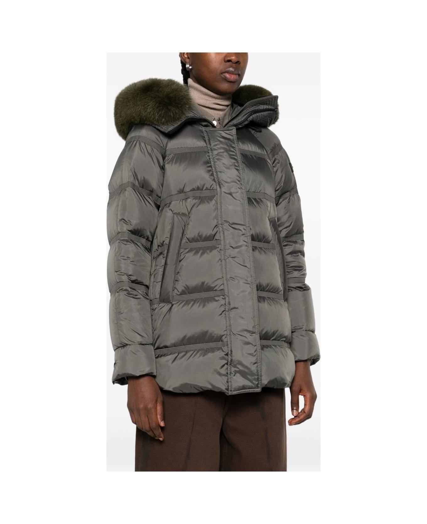 Peuterey Hooded Midi Down Jacket - Green