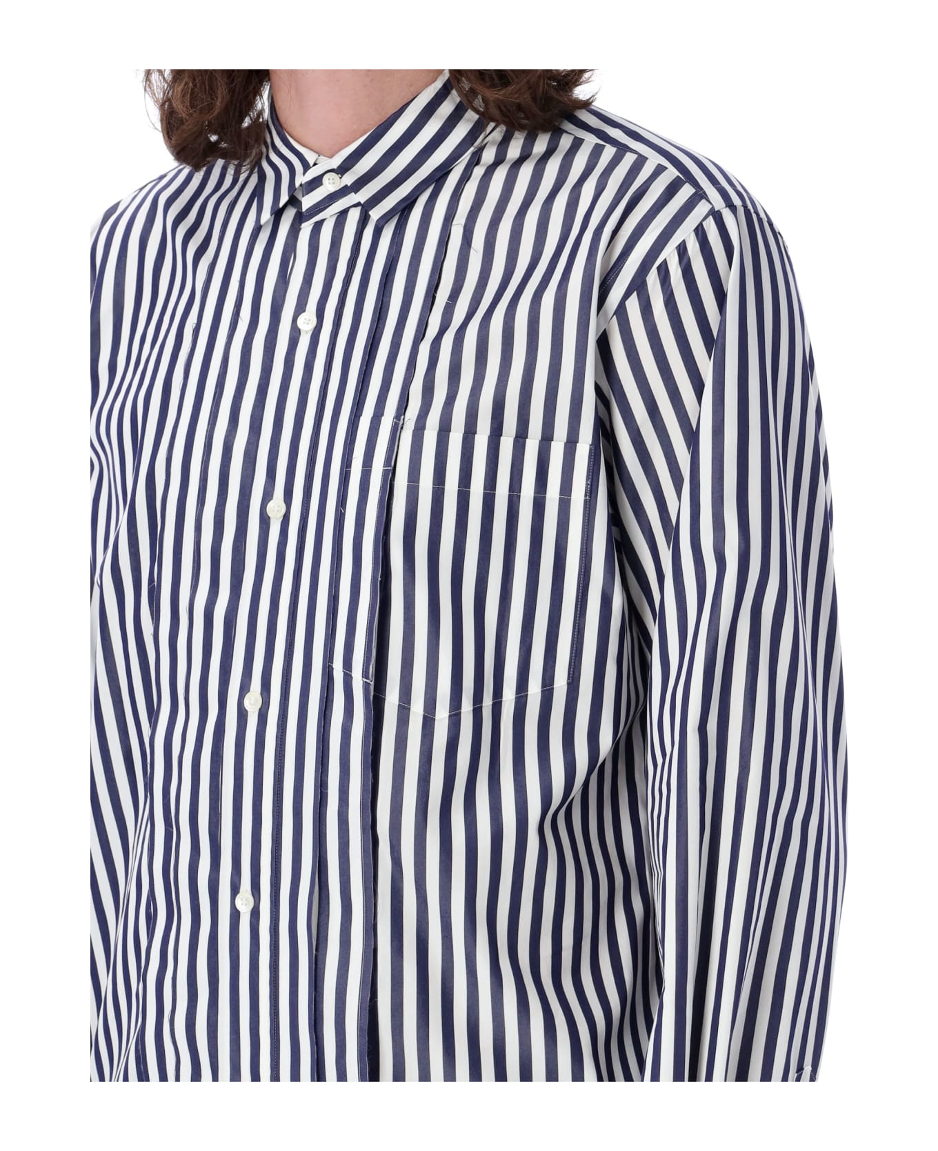 Sacai Popeline Cotton Shirt - NAVY STRIPE シャツ