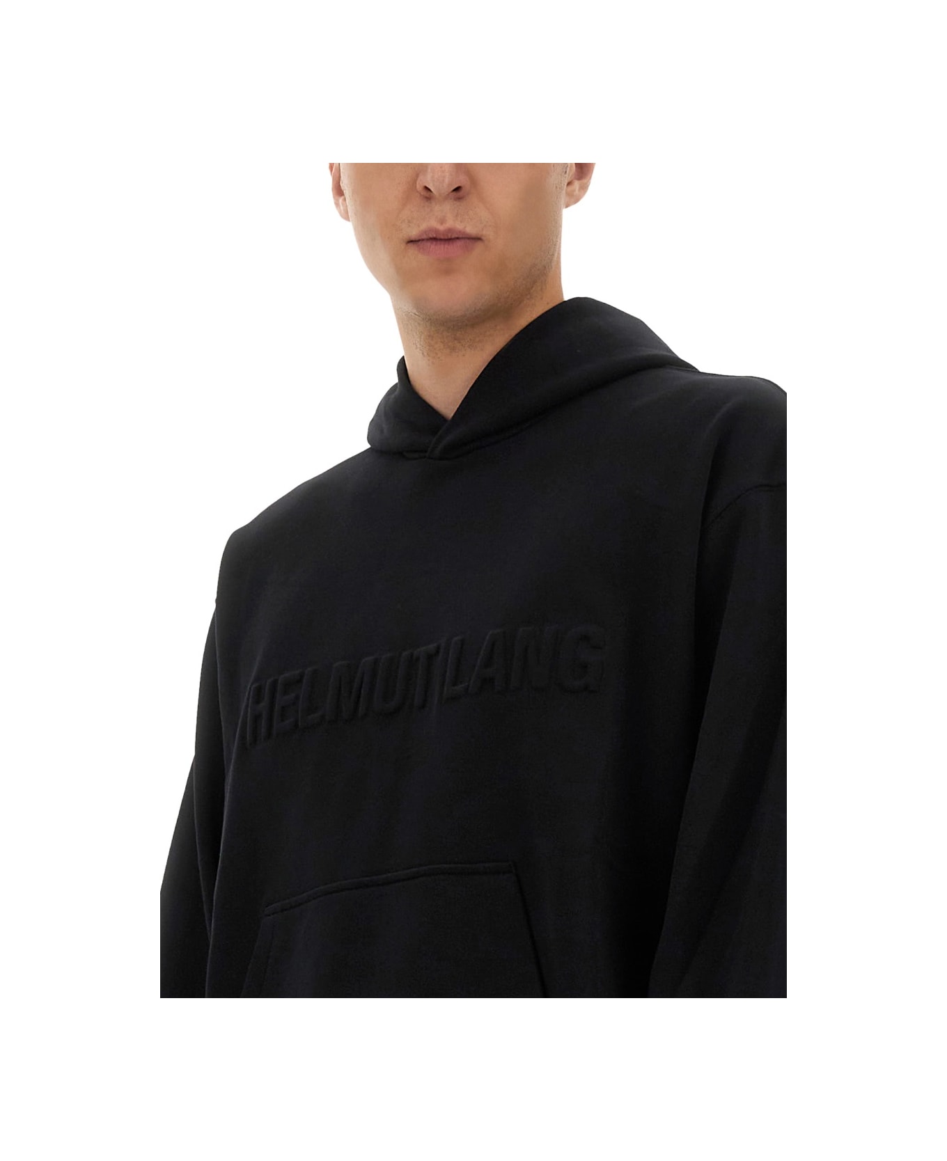 Helmut Lang Sweatshirt With Embossed Logo - BLACK