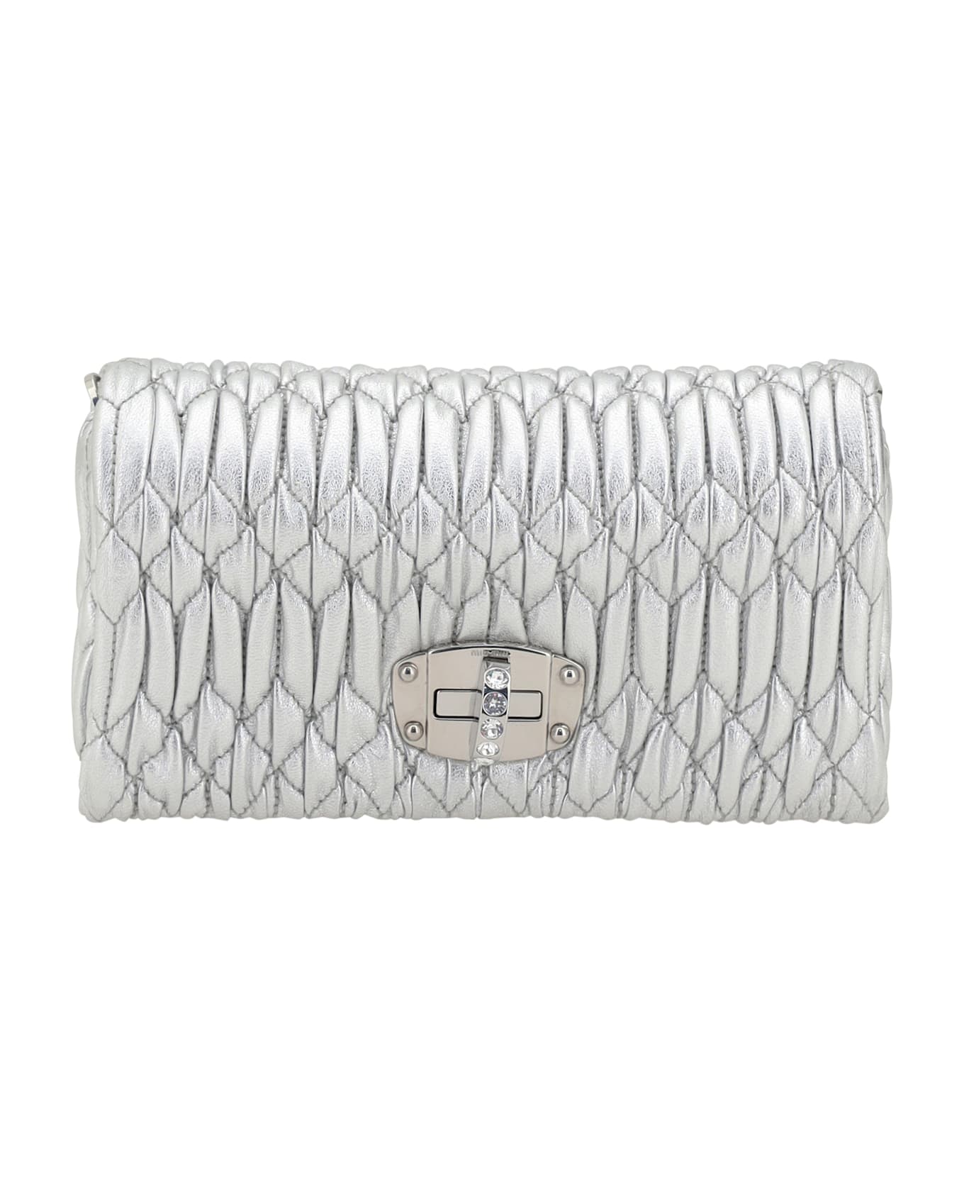 Miu Miu Matelassé Shoulder Bag - Argento