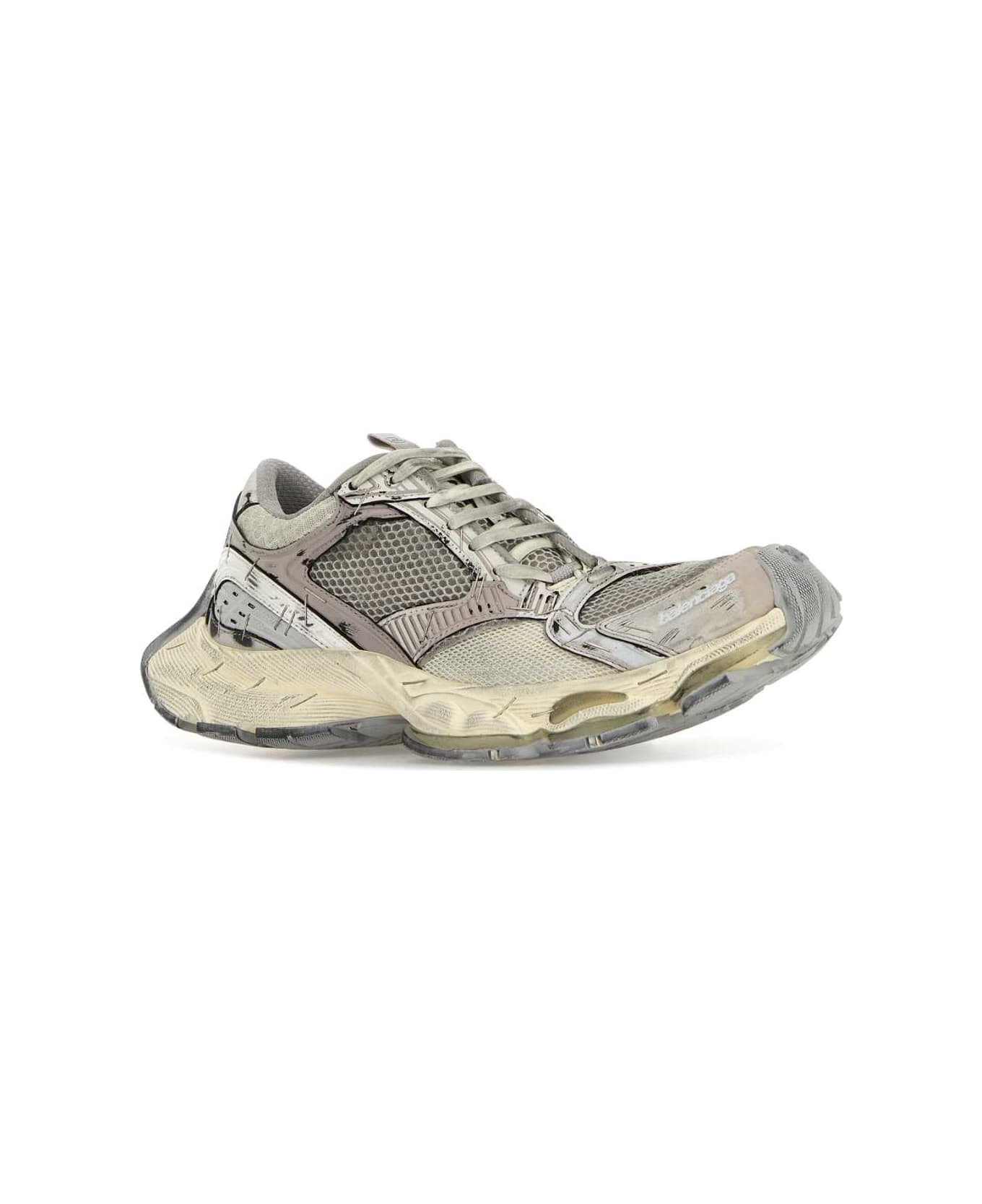 Balenciaga Multicolor Synthetic Leather And Mesh Stapler Sneakers - BEIGE