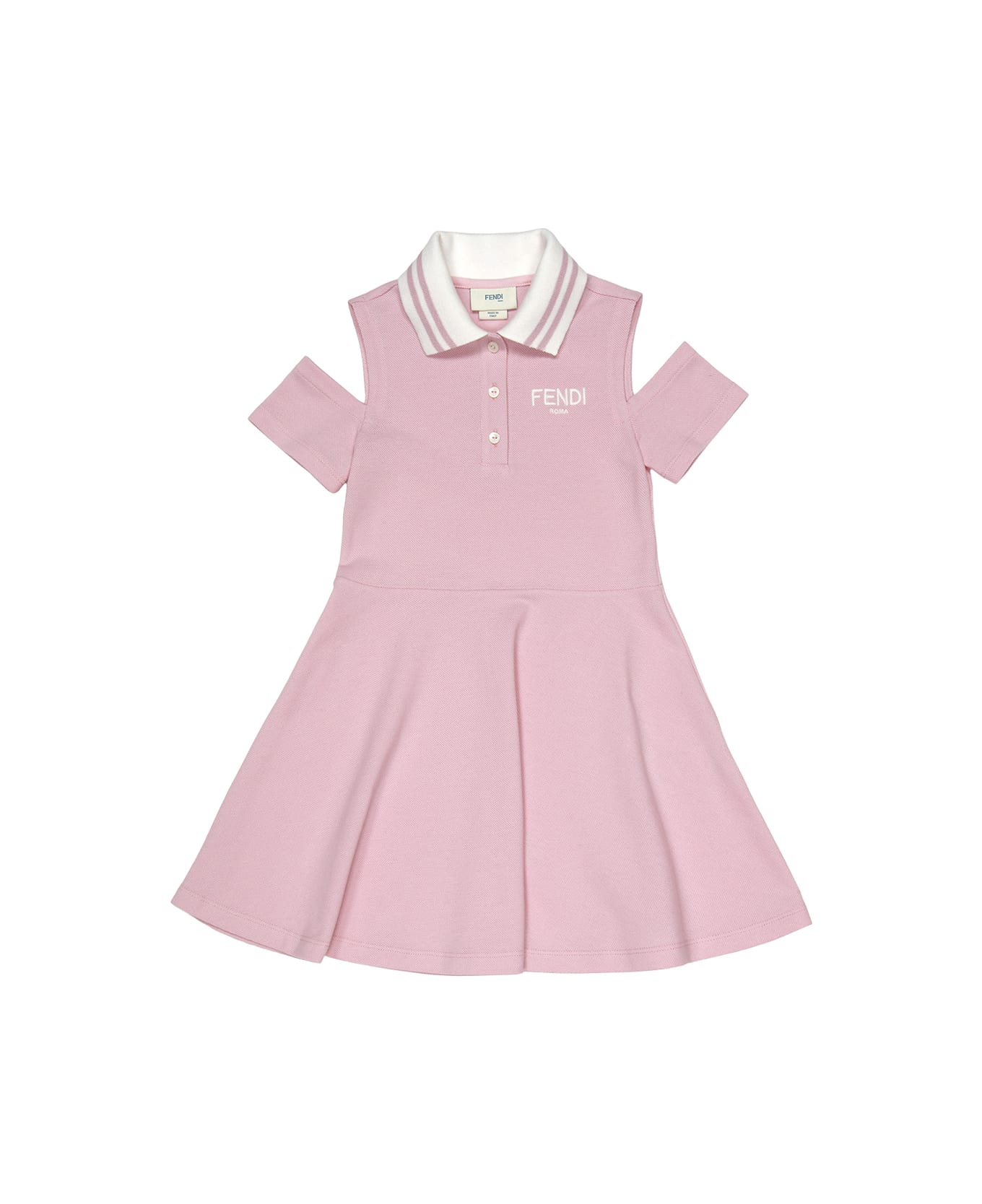 Fendi Pink Polo Dress With Logo And Cut-out - Pink