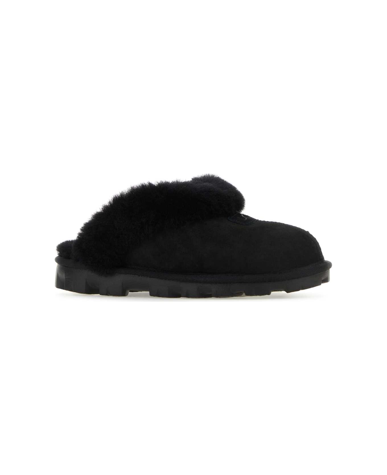 UGG Black Suede Coquette Slippers - BLACK