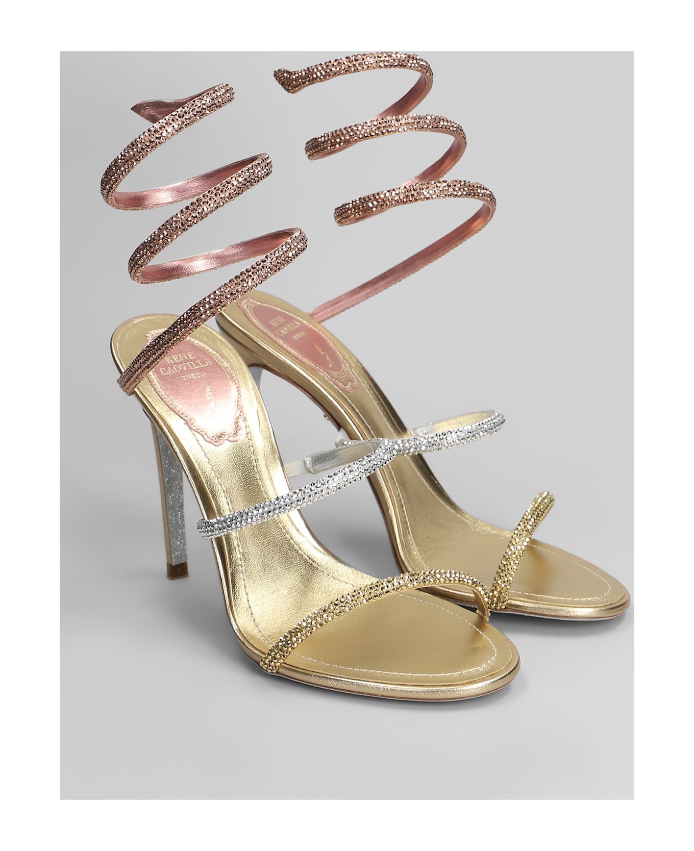 René Caovilla Trigold Sandals In Gold Leather - gold