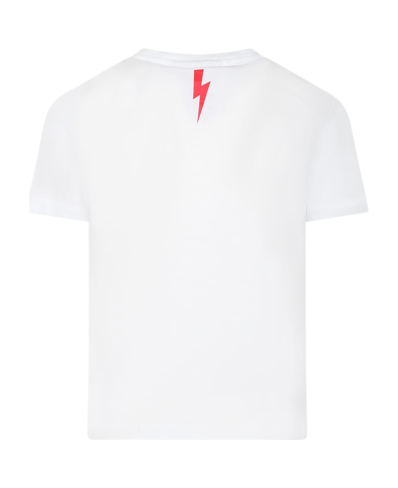 Neil Barrett White T-shirt For Boy With Red And White Logo - White Tシャツ＆ポロシャツ