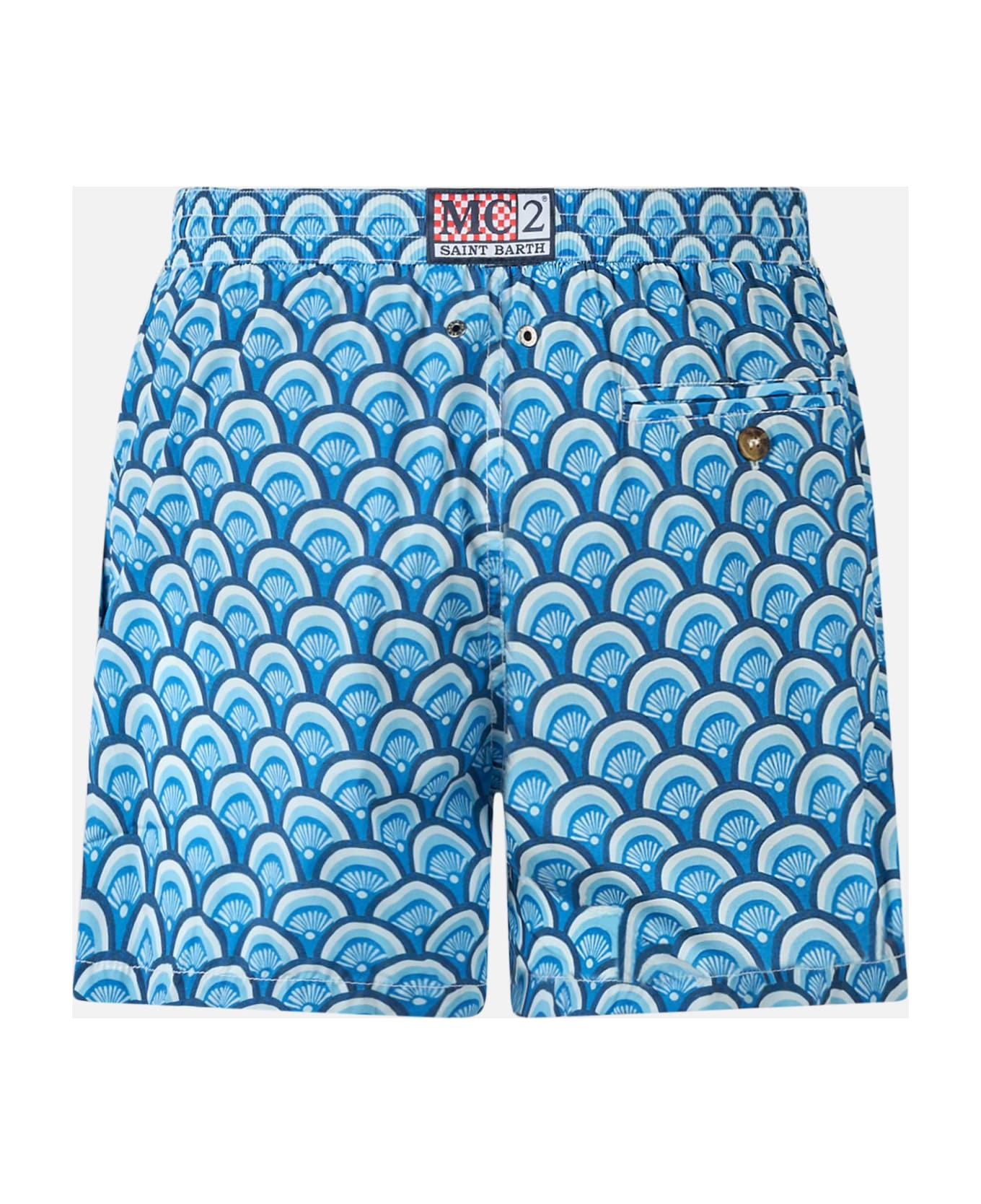 MC2 Saint Barth Man Comfort Swim Shorts With Geometric Print - BLUE