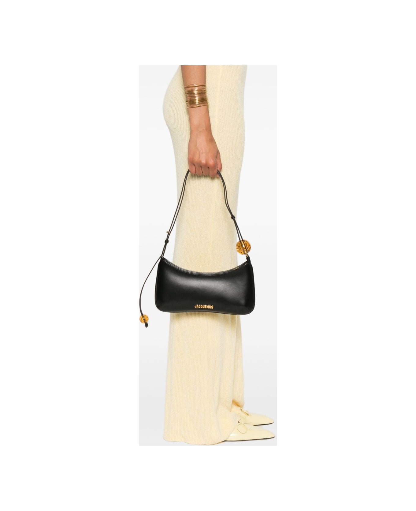 Jacquemus Le Bisou Perle Leather Shoulder Bag - Black