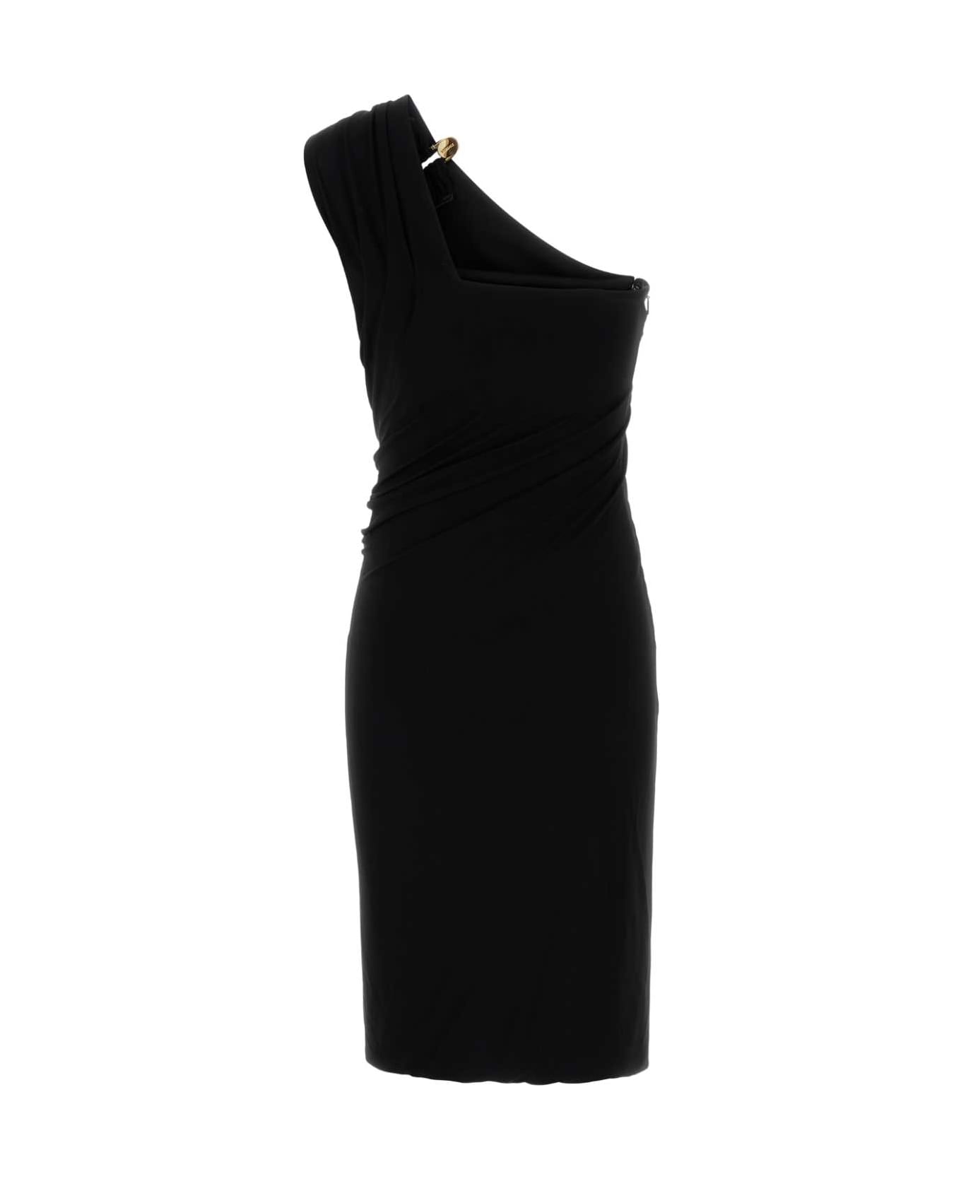 Versace Black Crepe One-shoulder Dress - BLACK