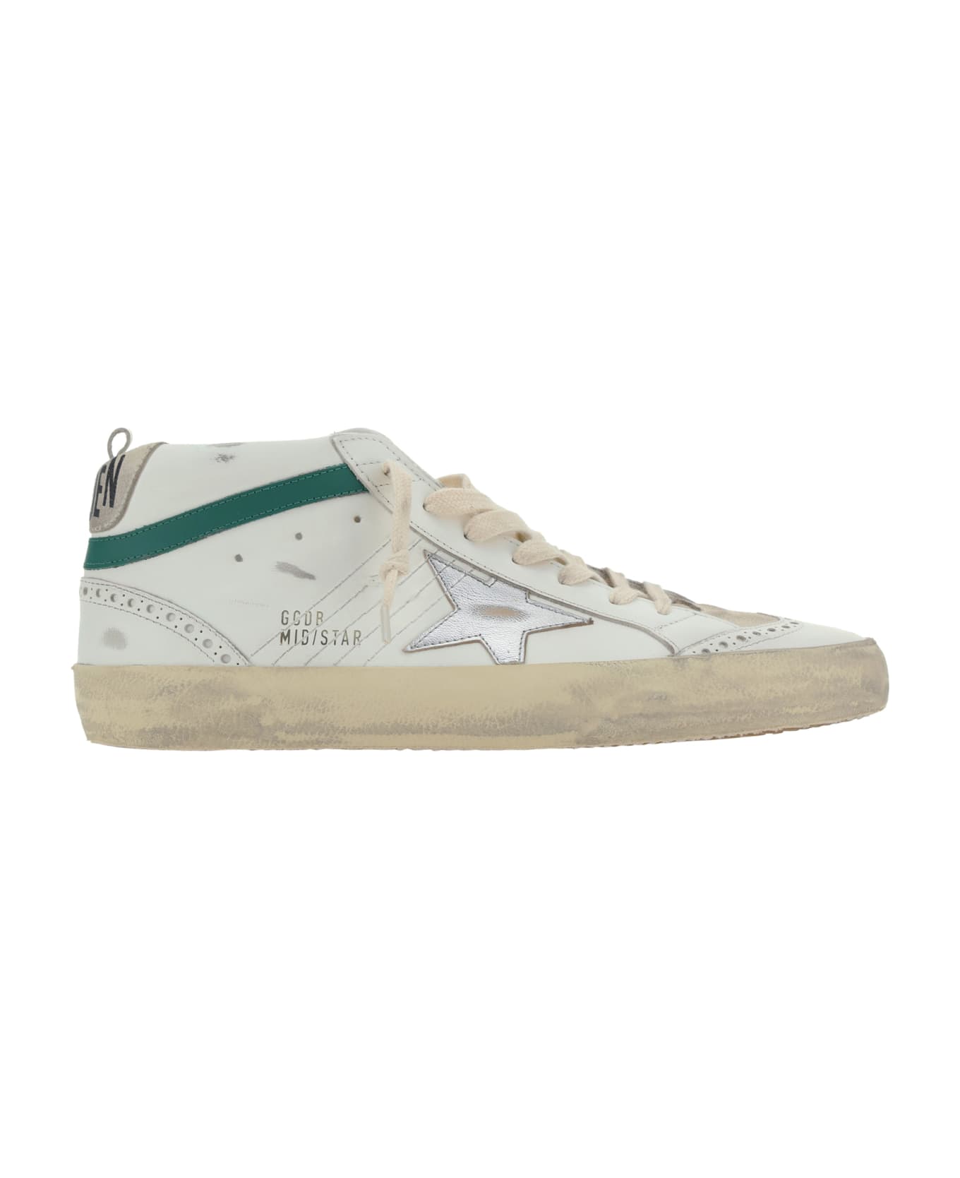 Golden Goose Mid Star Sneakers - White/seedpearl/silver/green