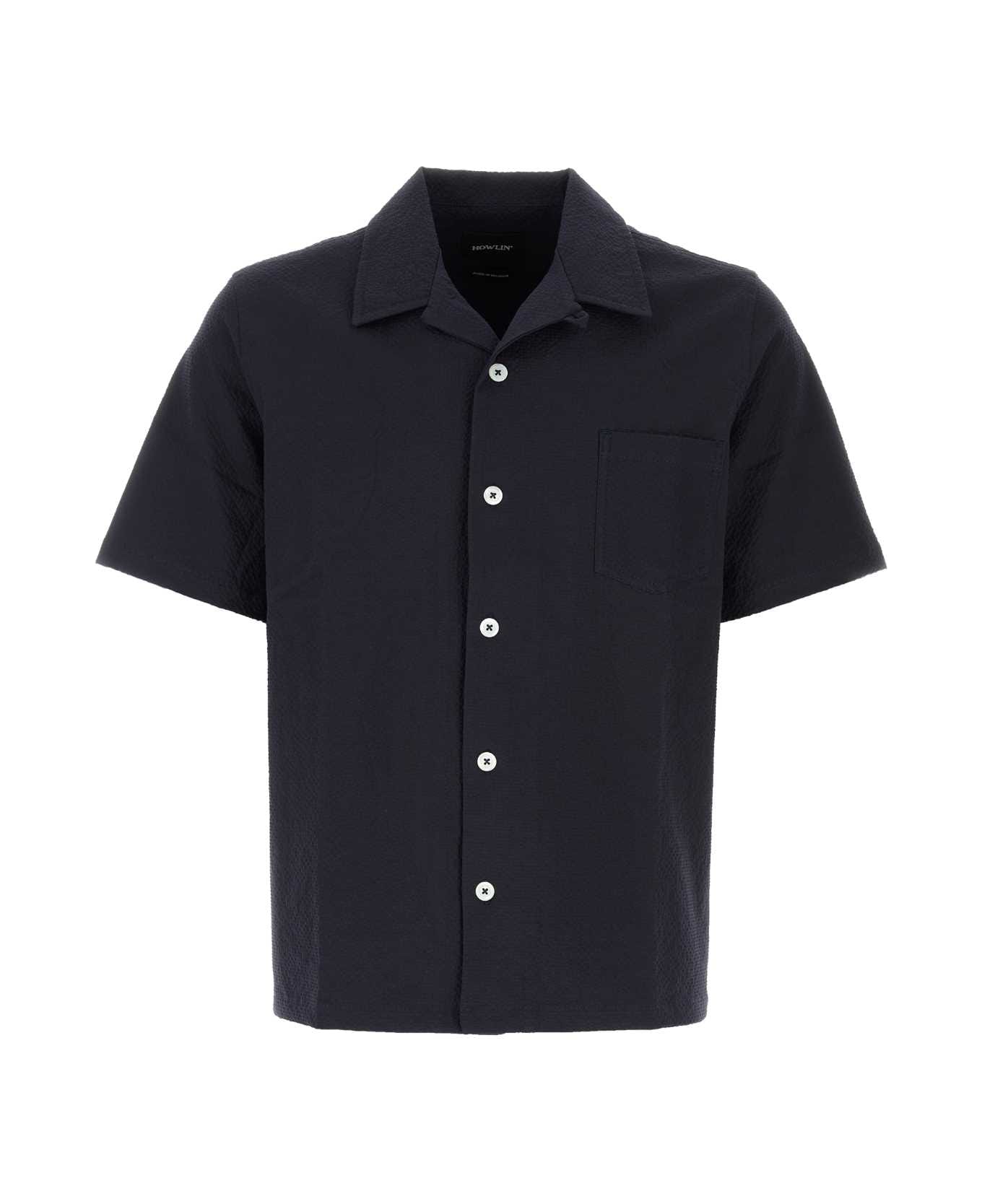 Howlin Navy Blue Stretch Cotton Cocktail Shirt - NAVY  シャツ