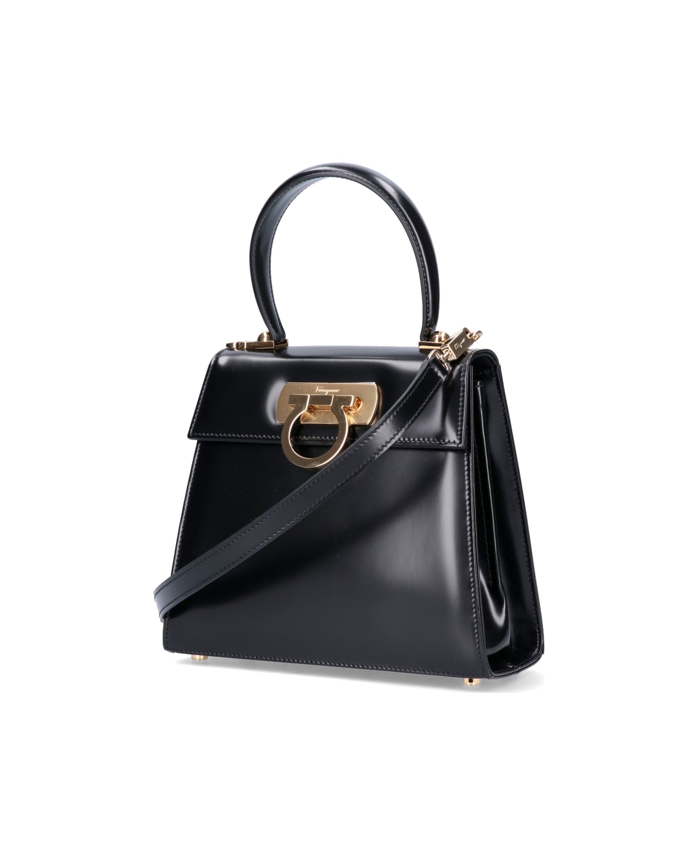 Ferragamo 'gancini' Top Handle Bag - Black  